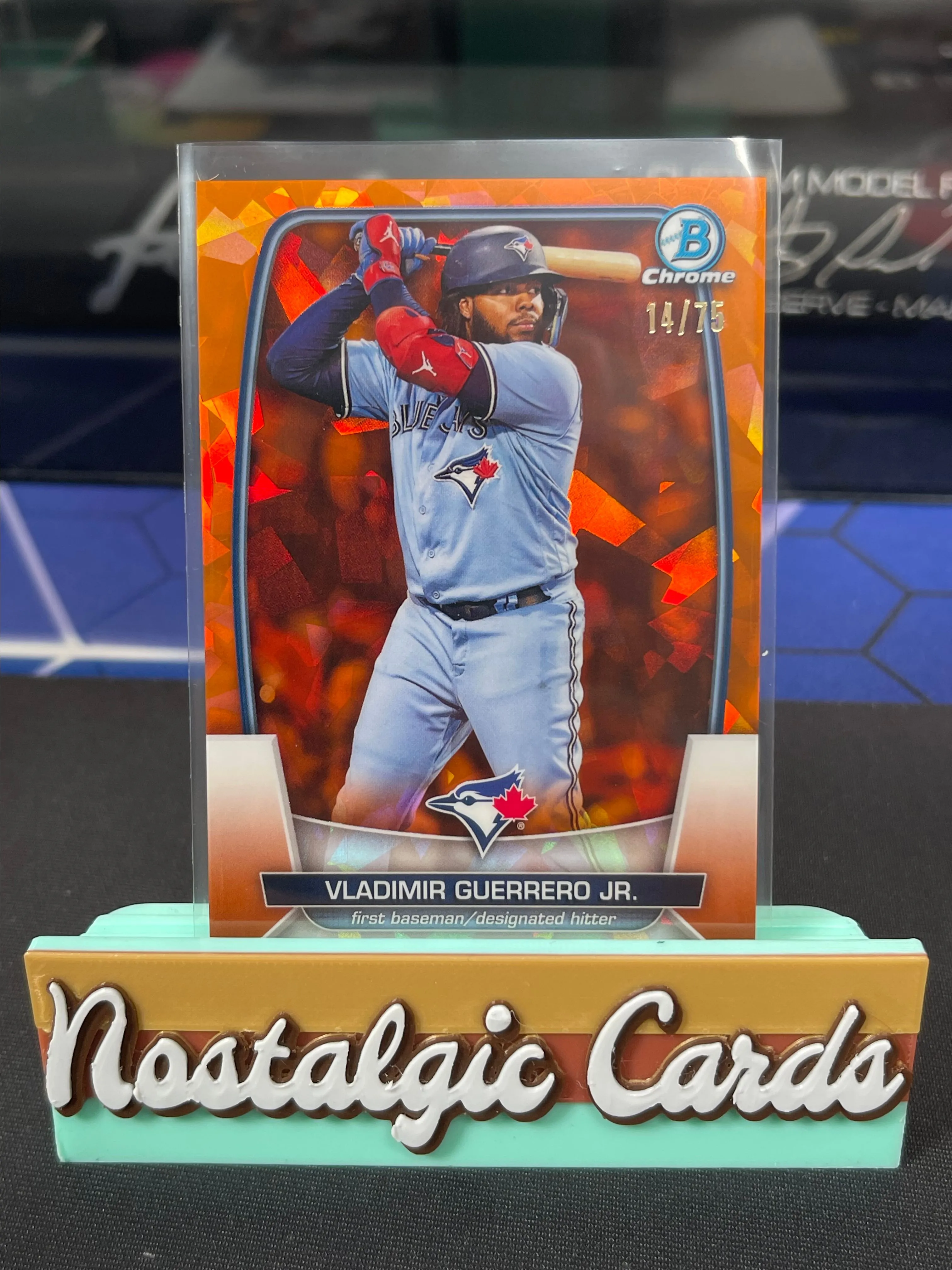 Product image for Vladimir Guerrero Jr 2023 Bowman Chrome Sapphire <14/75 Orange Refractor> TOR Blue Jays