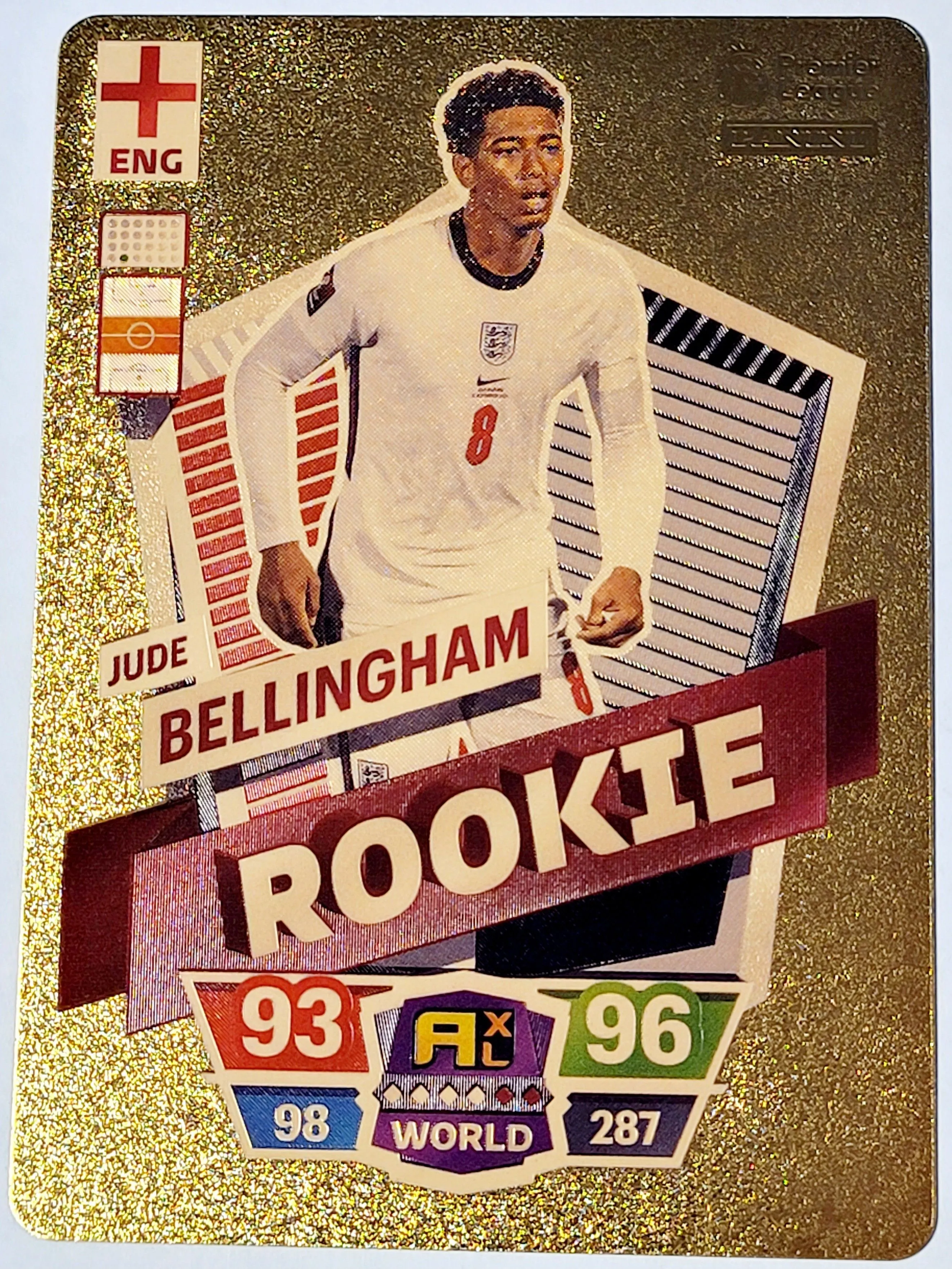 Product image for 2022 Jude Bellingham Panini Adrenalyn XL FIFA World Cup Plastic Gold Color Card Near Mint Condition.