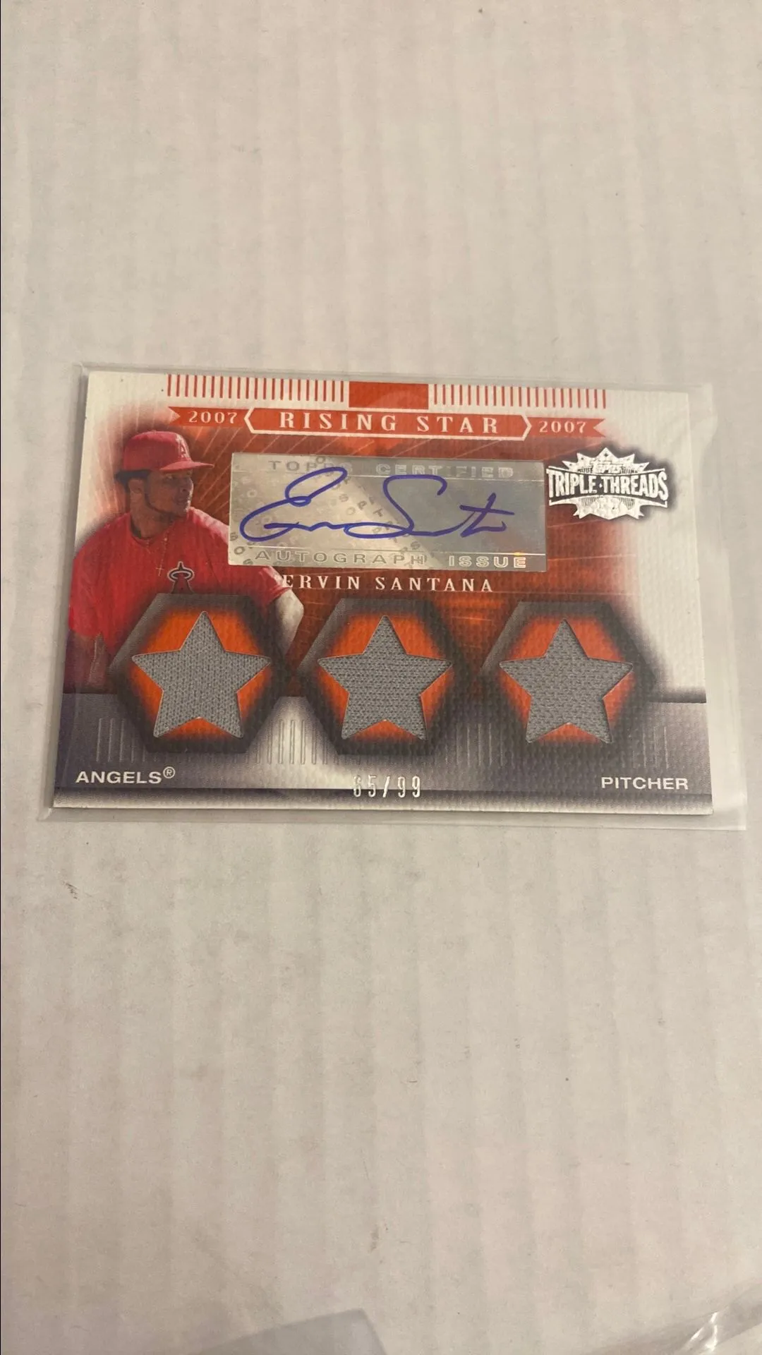 Product image for Ervin Santana 2007 Triple Threads Rising Star Triple Patch Auto #65/99     Angels