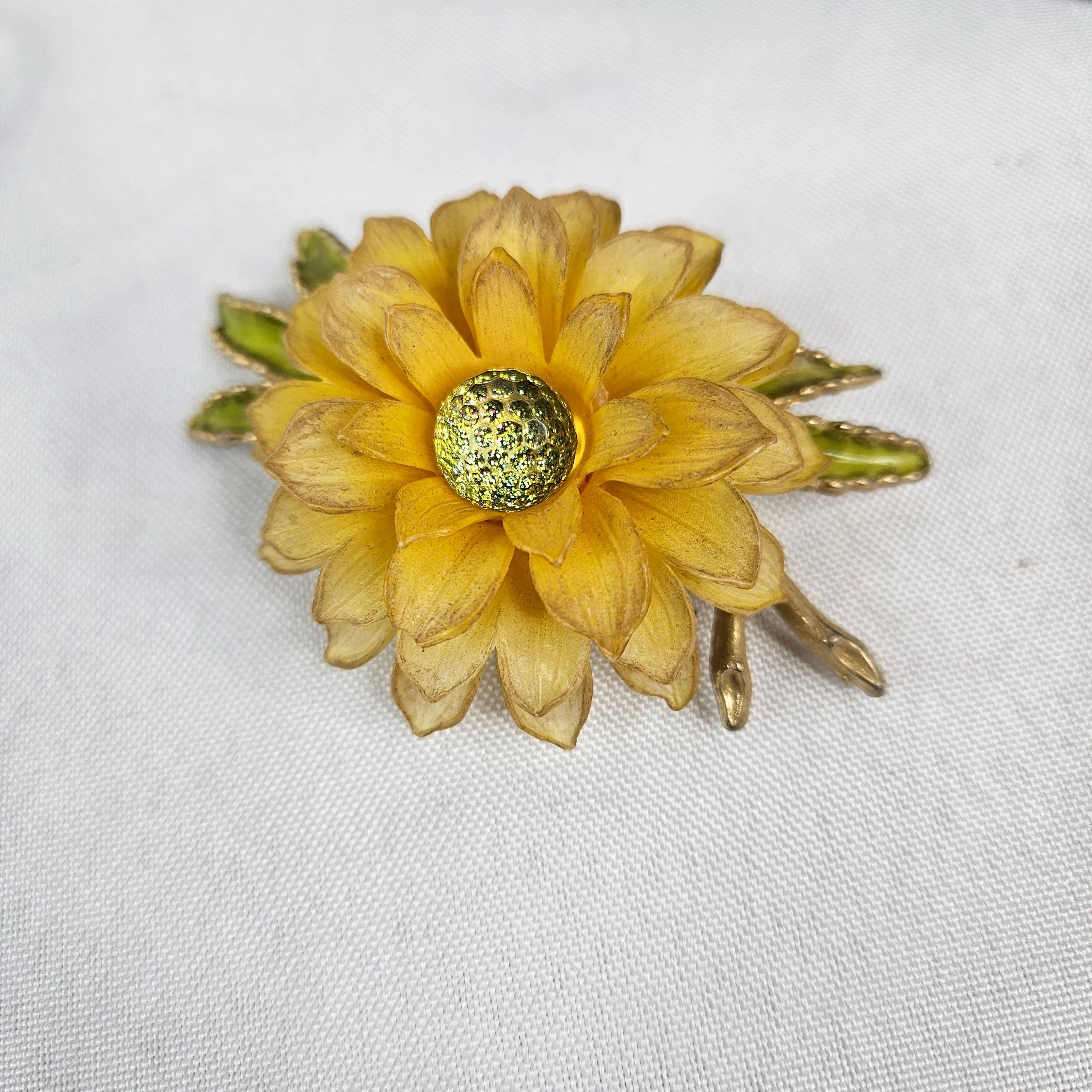 Product image for Green Yellow Flower Brooch
