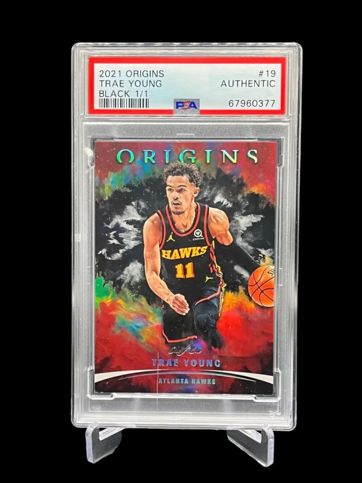 Product image for 2021-22 Panini Origins Black #19 Trae Young ONE OF ONE PSA Authenticated