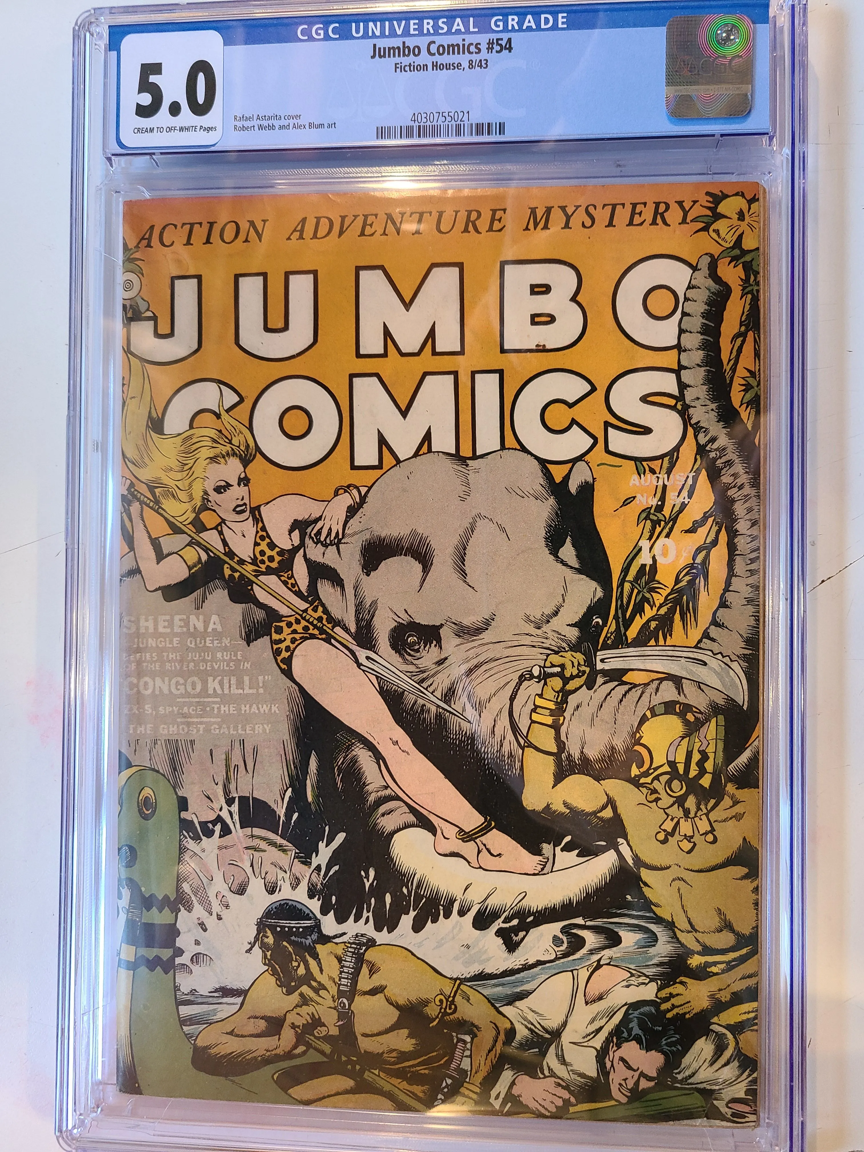 Product image for JUMBO COMICS # 54 FICTION HOUSE 1943 CGC 5.0 CLASSIC SHEENA COVER