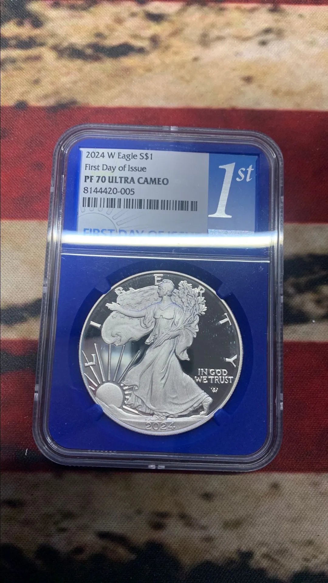 Product image for 2024 W PROOF SILVER EAGLE NGC PF70 UC FDI BLUE CORE 1ST LABEL