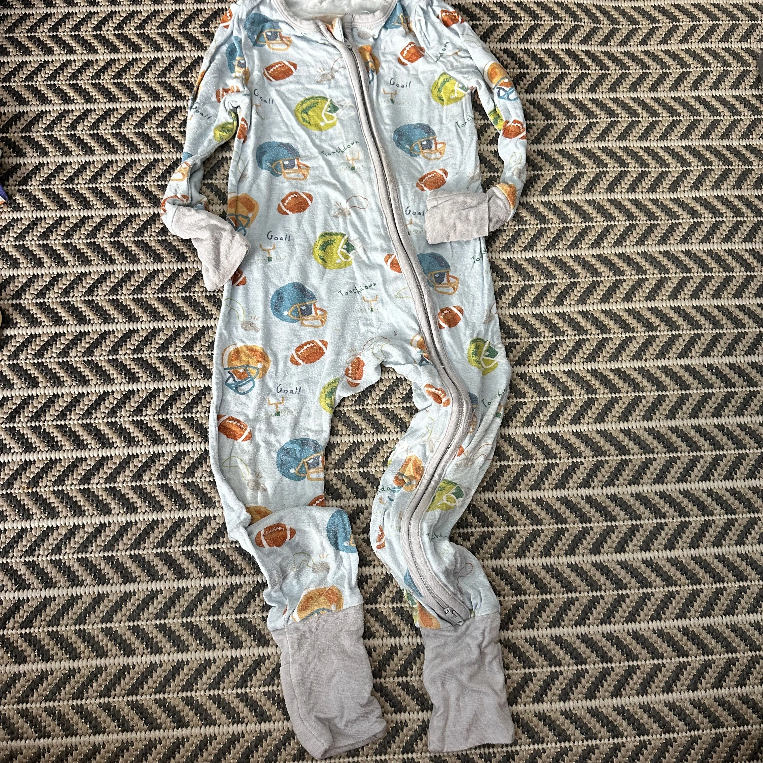Product image for Box C: 188: 12-18M Angel Dear Football blue bamboo pajamas zippy 🍂