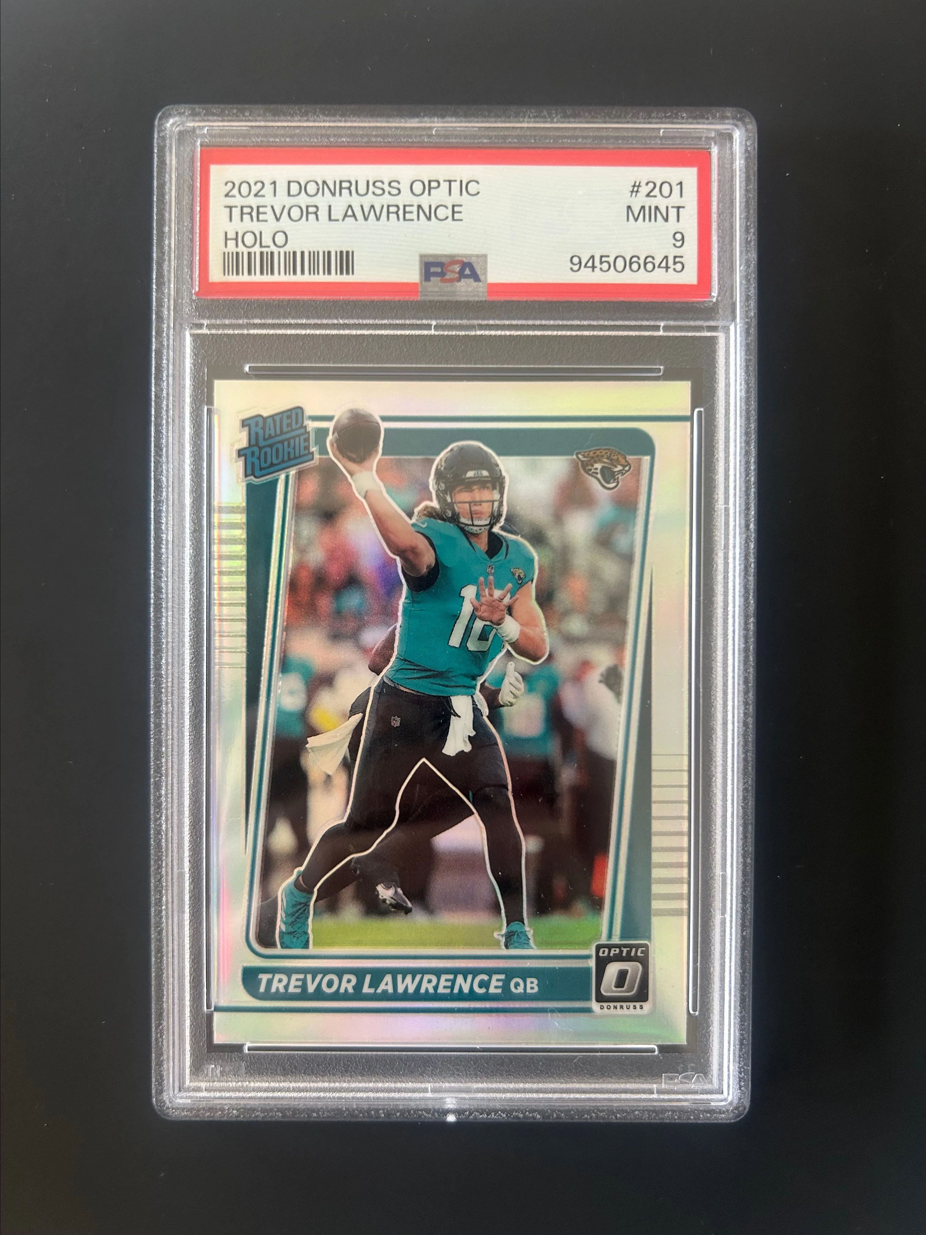 Product image for 2021 TREVOR LAWRENCE #201 PSA GRADED MINT 9 DONRUSS OPTIC HOLO RATED ROOKIE RC JACKSONVILLE JAGUARS