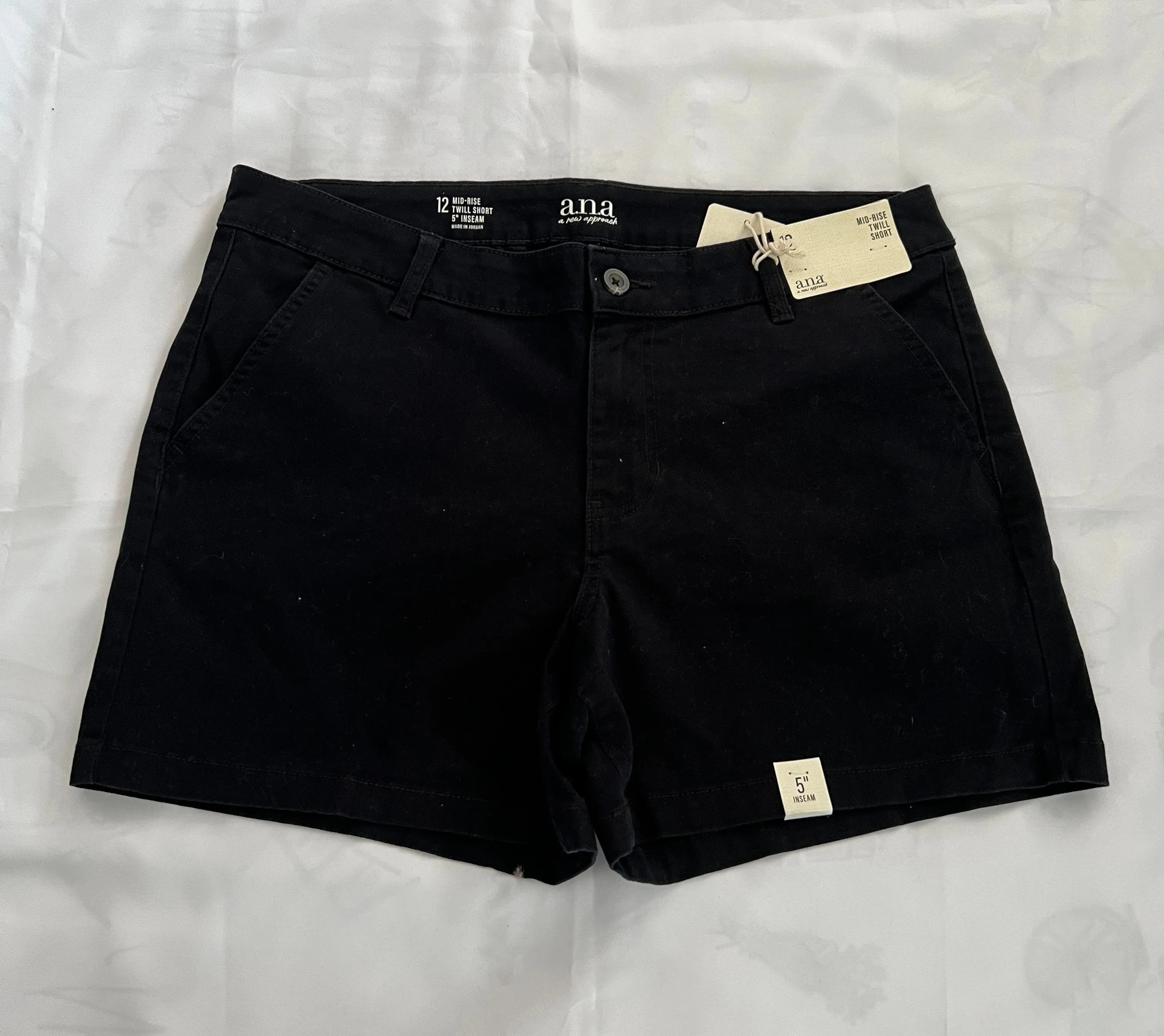 Product image for NWT ANA size 12 black mid rise 5" inseam shorts womens