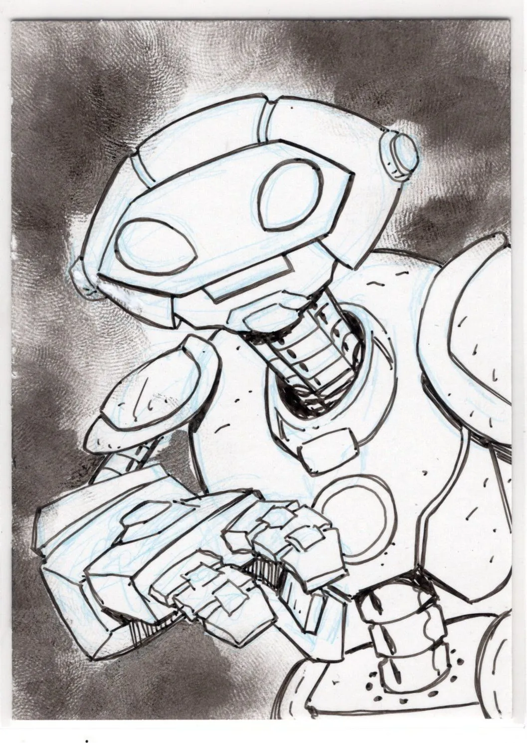 Product image for A. ORIGINAL b&w Art on Sketch Card! Fugitoid TMNT