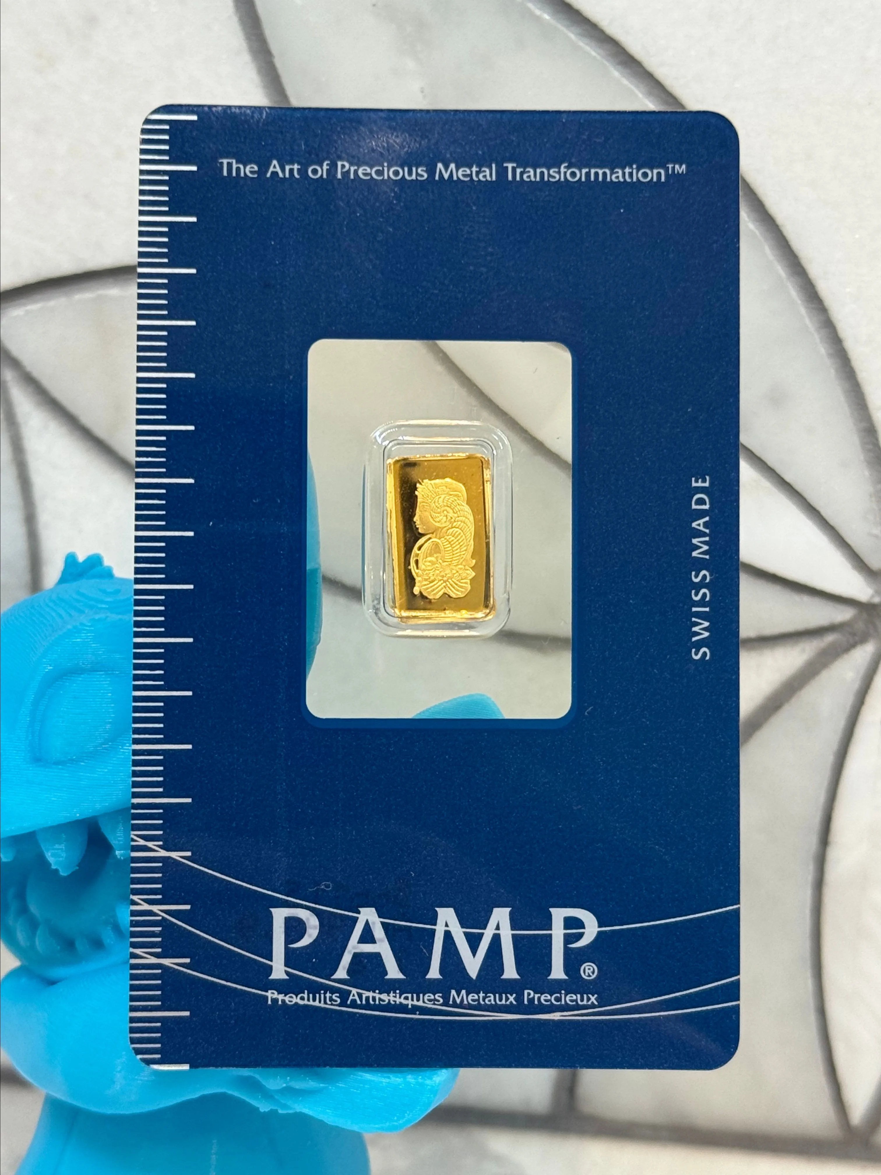 Product image for 1 gram .999 gold pamp in assay
