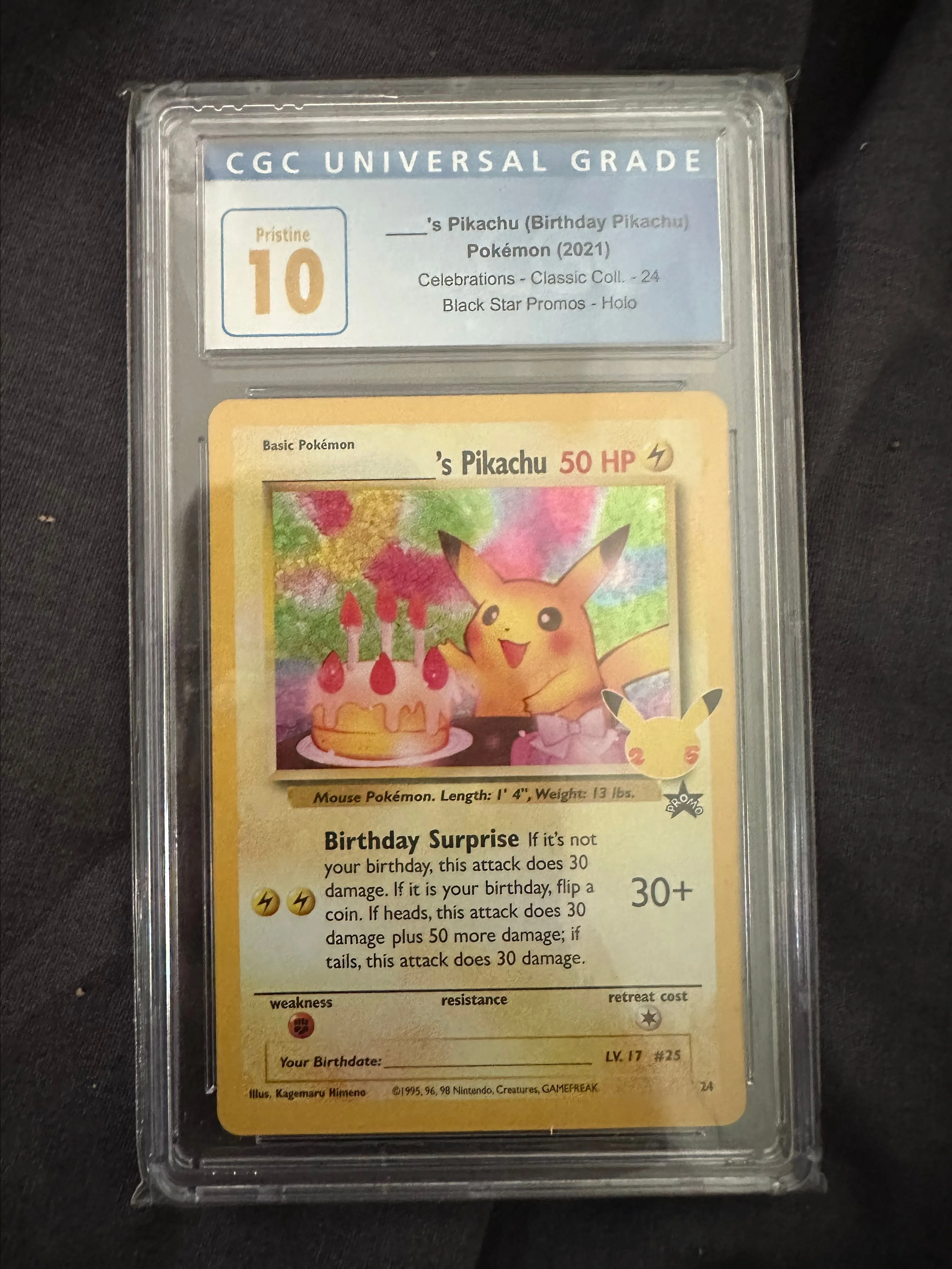 Product image for Birthday Pikachu Celebrations 25th anniversary CGC 10