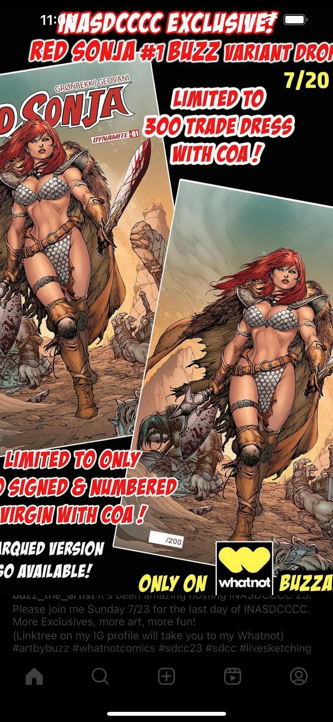Product image for Red Sonja #1 Virgin /200 #’ed signed w coa
