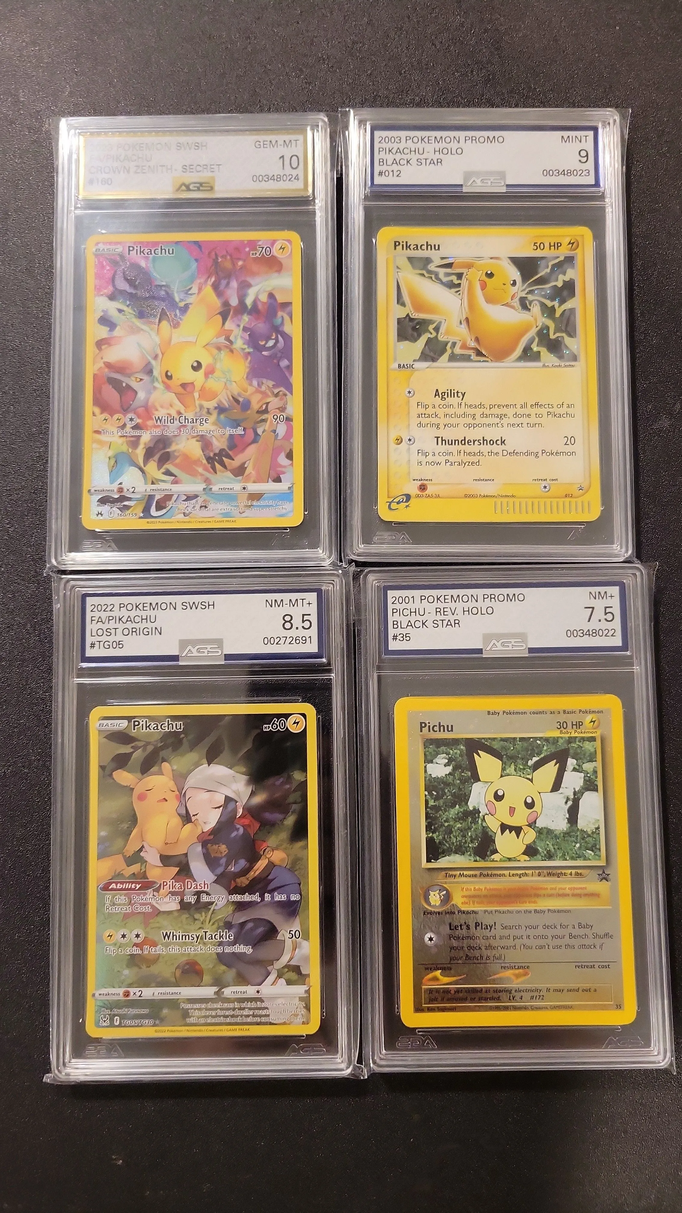 Product image for 4 CARD PIKACHU LOT( AGS GRADED)
