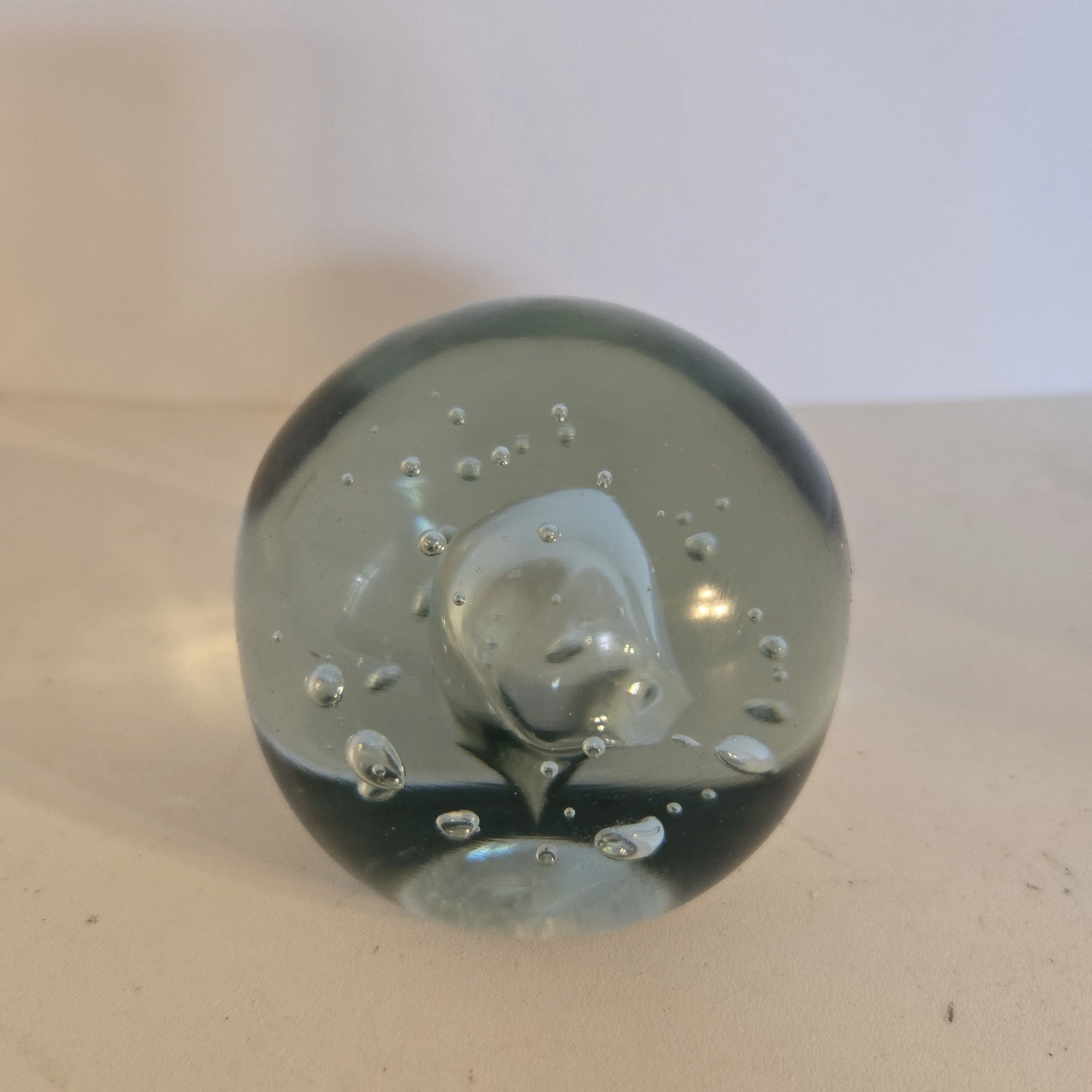 Product image for 215-Clear/light blue Art Glass Paperweight with Bubbles