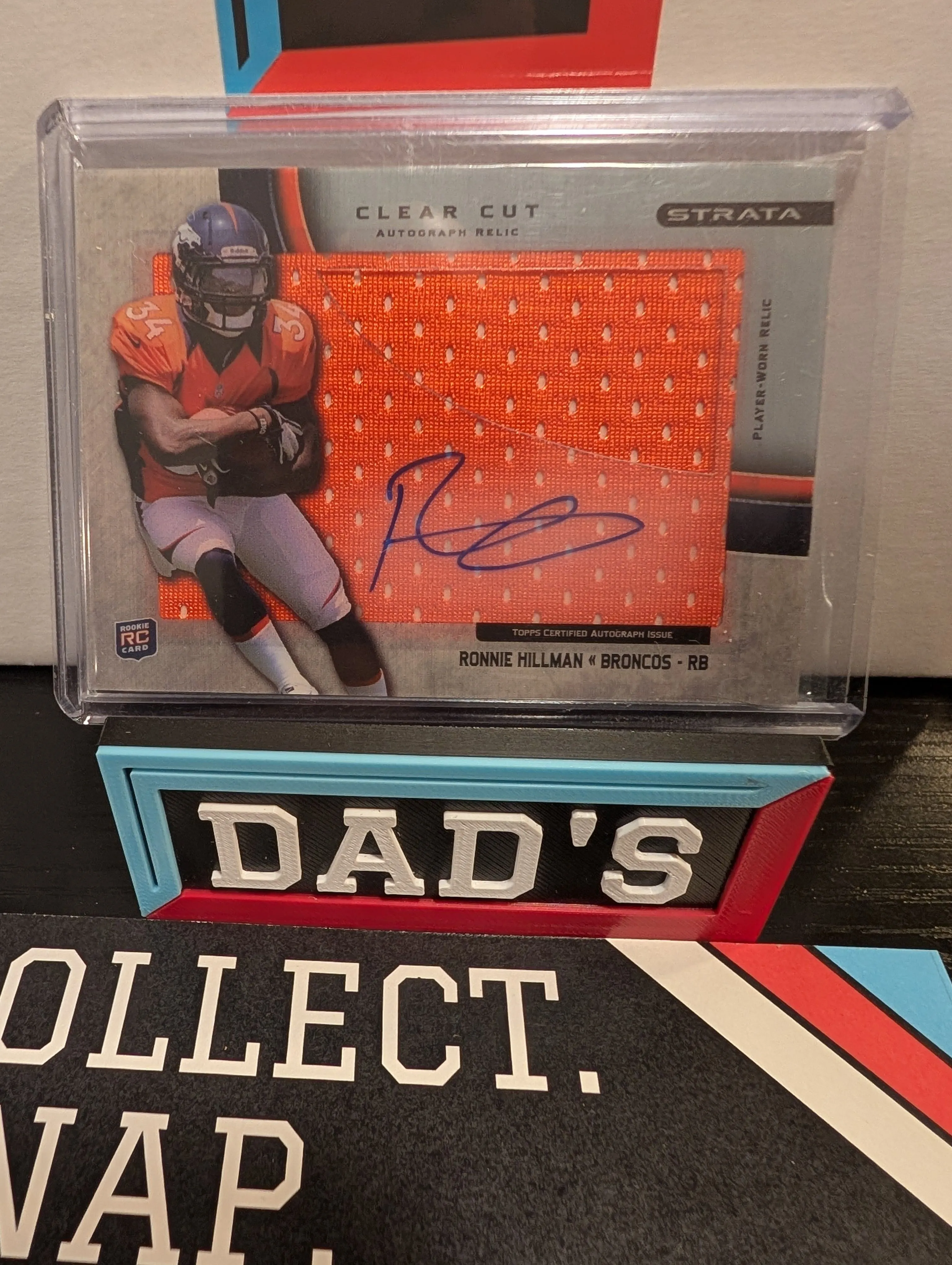 Product image for Topps Strata - Clear Cut Patch Auto Ronnie Hillman #CCAR-RH (AU, MEM, RC)