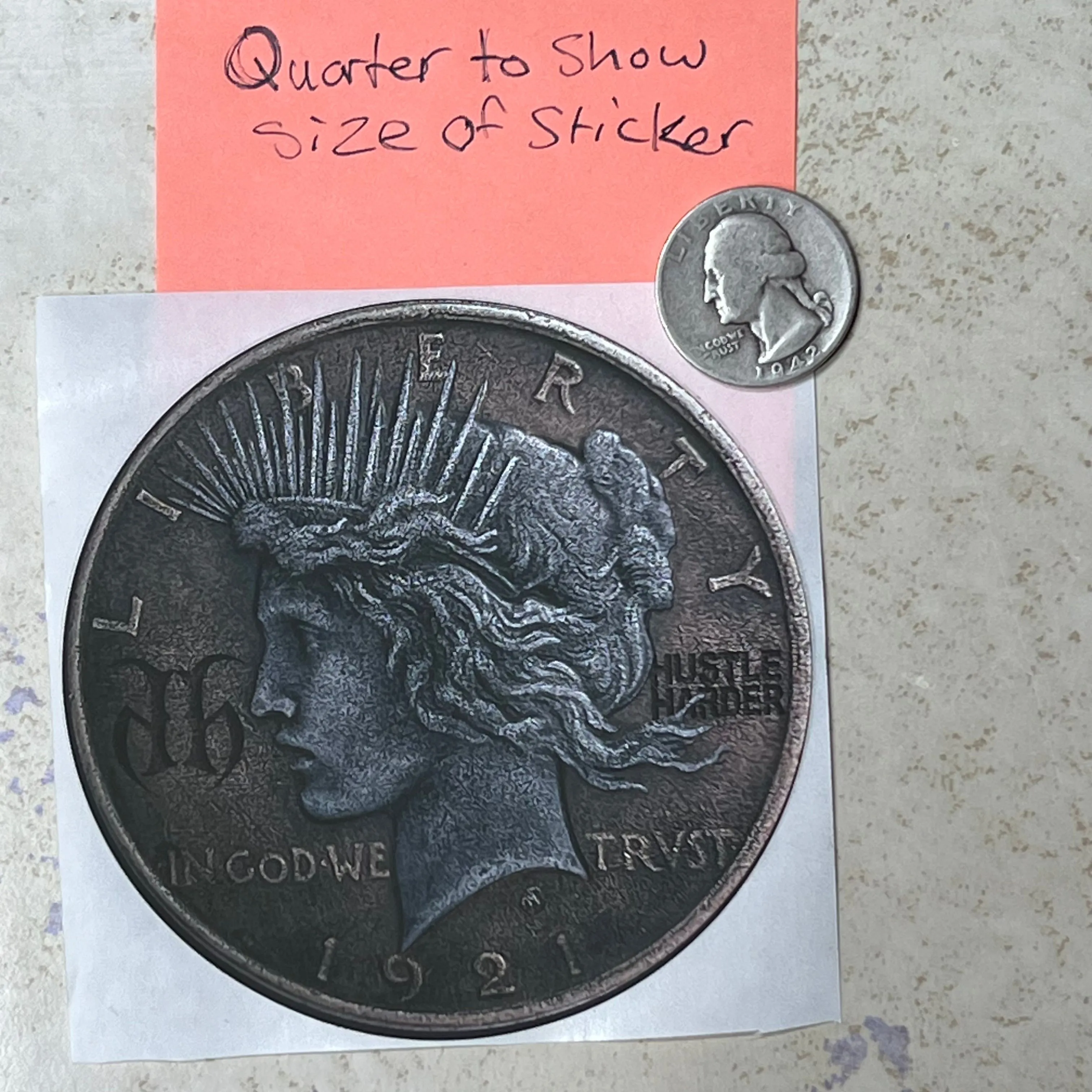Product image for Hustle Harder Peace Dollar Sticker