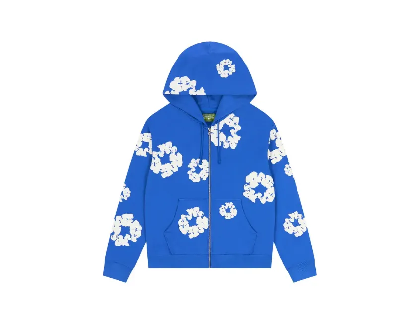 Product image for Denim Tears Cotton Wreath Zip Hoodie Royal Blue - size S, M, L, XL, XXL