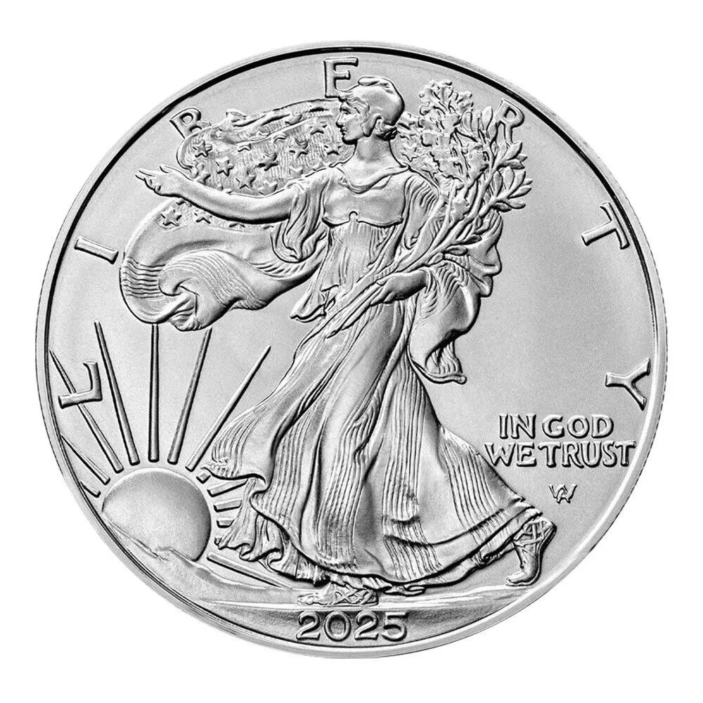 Product image for 2025 American Silver Eagle $1 Coin 1 oz .999 Fine Silver BU From Tube