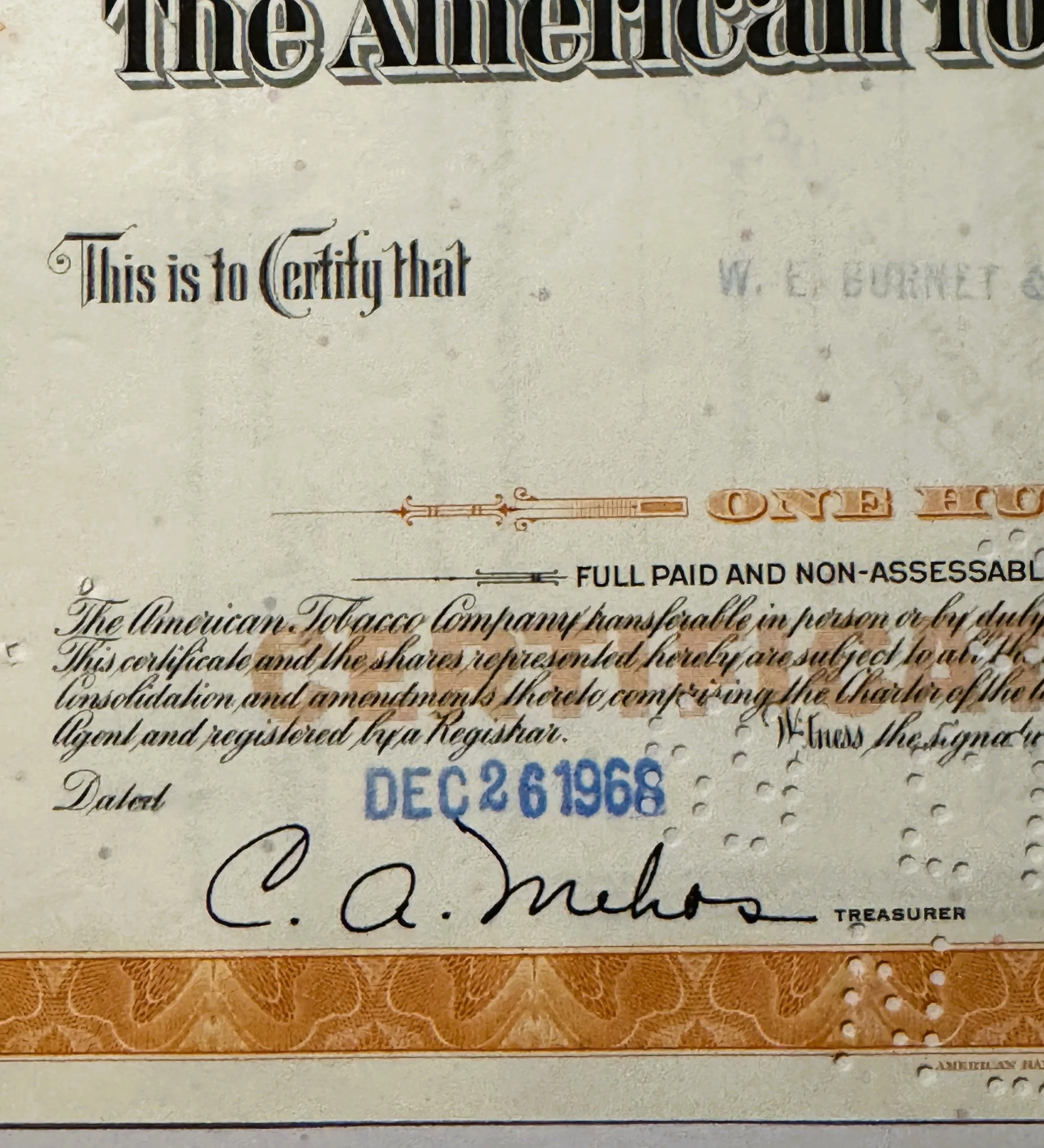 first american tobacco Vintage 1960s American Tobacco Co. Stock Certificate, First Dow Jones  Member! · Whatnot: Shop, Sell, Connect