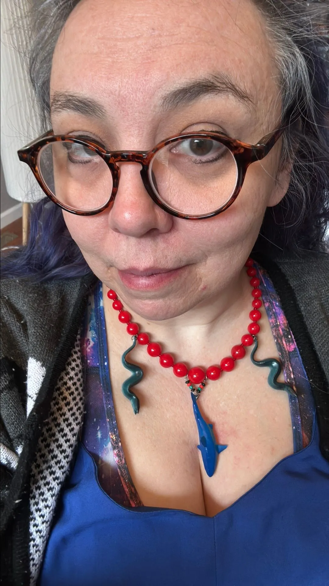 Product image for Red Bead Shark & Eel Necklace