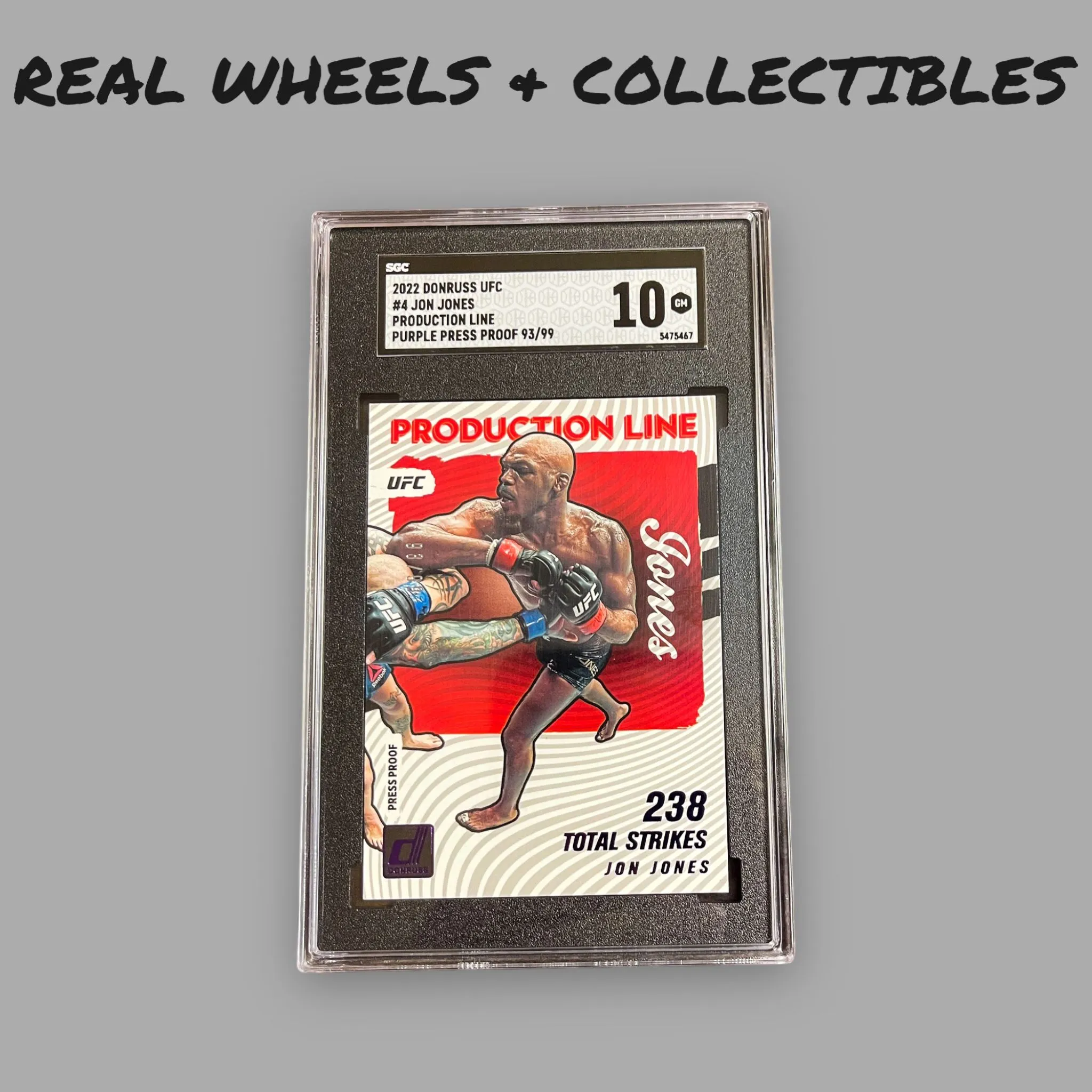 Product image for Jon Jones Production Line Purple Press Proof 93/99 2022 Donruss UFC SGC 10 POP 1
