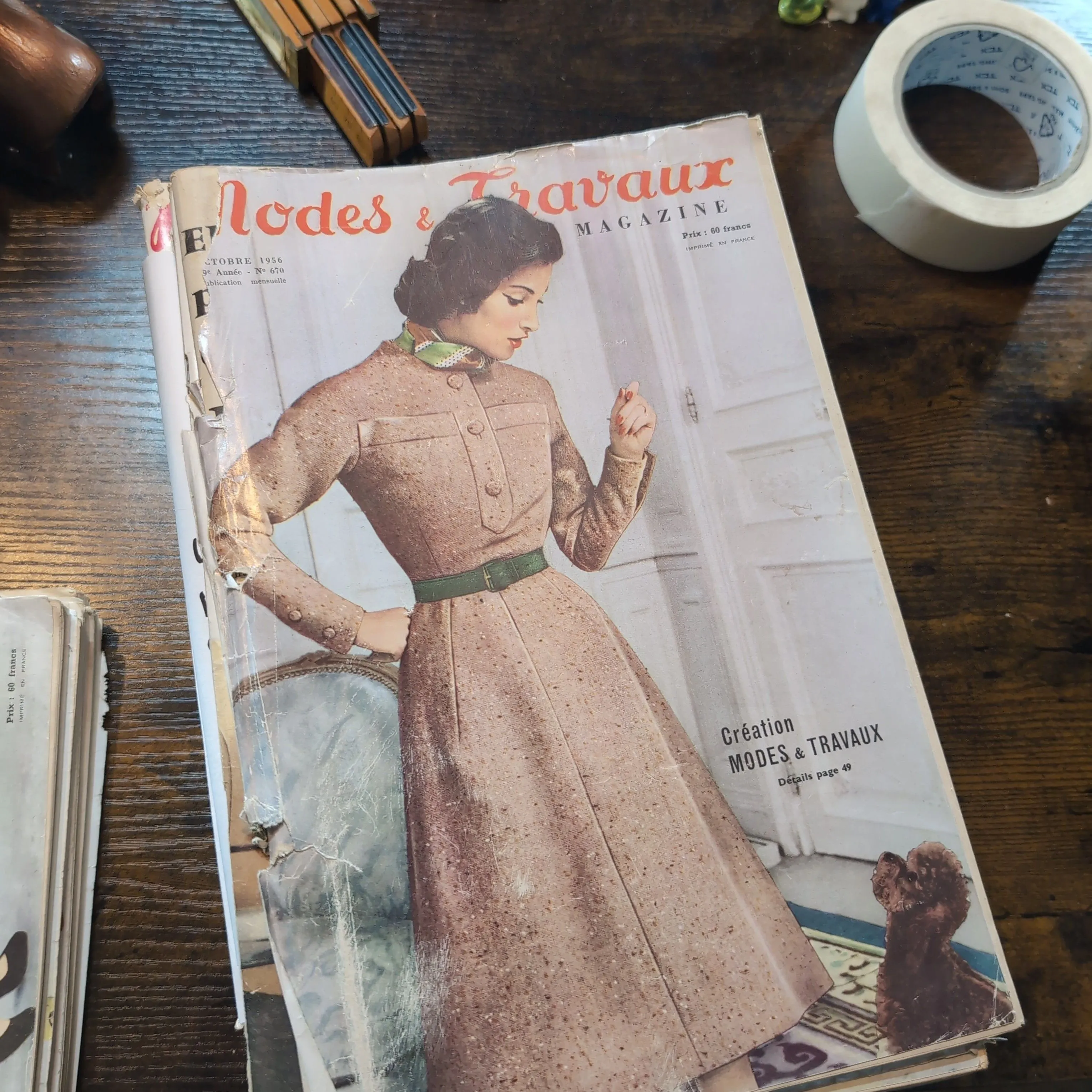 Product image for Modes & Travaux Magazine French Women's Fashion October 1956 