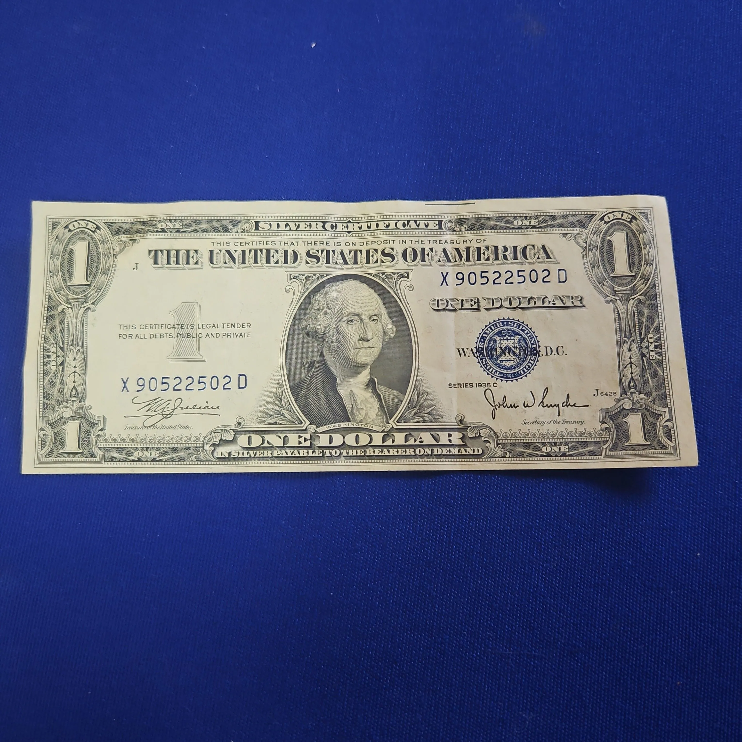 Product image for 1935 silver certificate miscut 