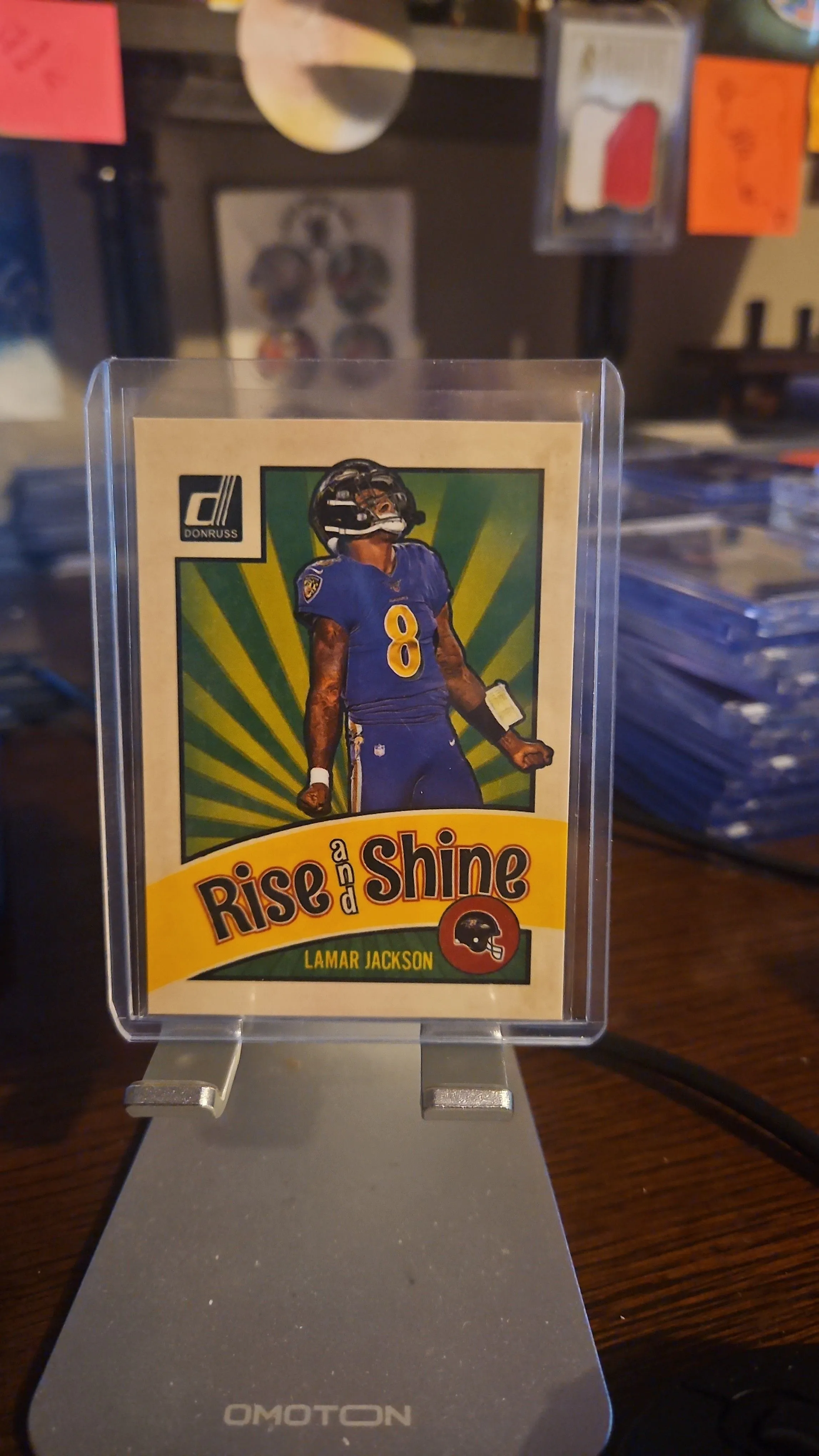 Product image for Lamar Jackson 2020 Donruss Football  Rise and Shine No.1🔥🔥🔥...Rubber Card...Ravens