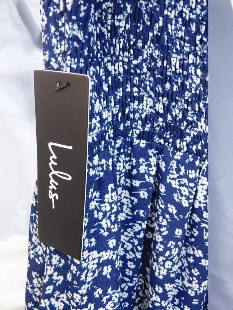 Lulus Blue White Floral Lightweight Flowy Womens Off Shoulder Maxi Dress  NEW XS  Whatnot: Shop, Sell, Connect