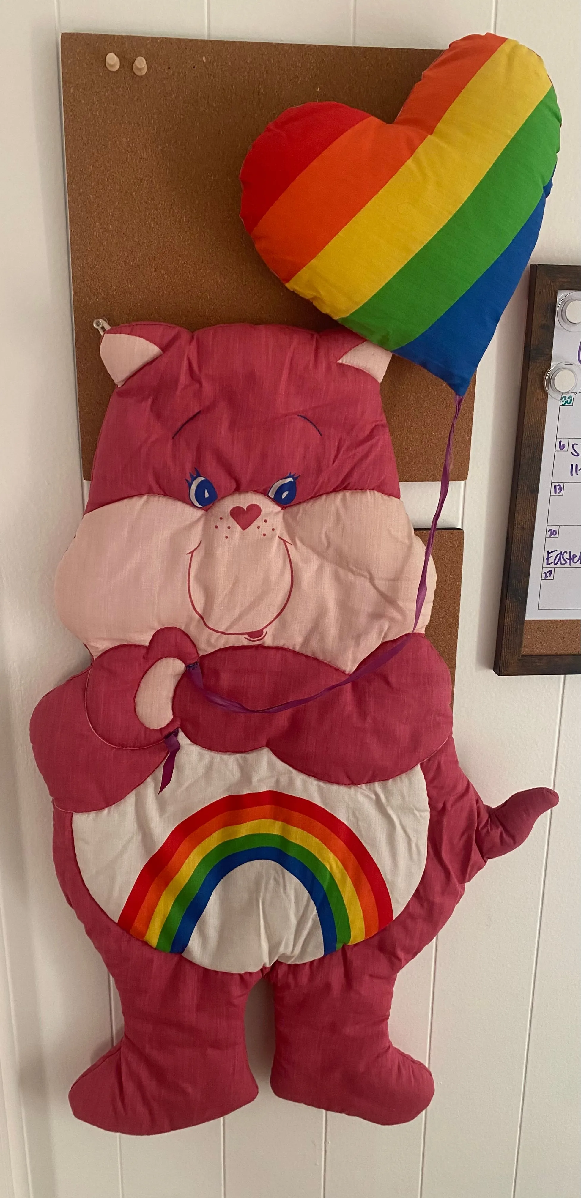 Product image for Vintage Care Bears 1984 Soft Stitches Quilted Wall Hanging Cheer Bear
