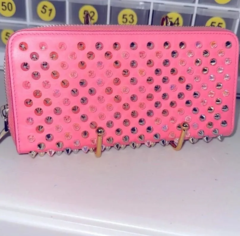 Product image for CHRISTIAN LOUBOUTIN STUDDED ZIPPY WALLET SO PRETTY