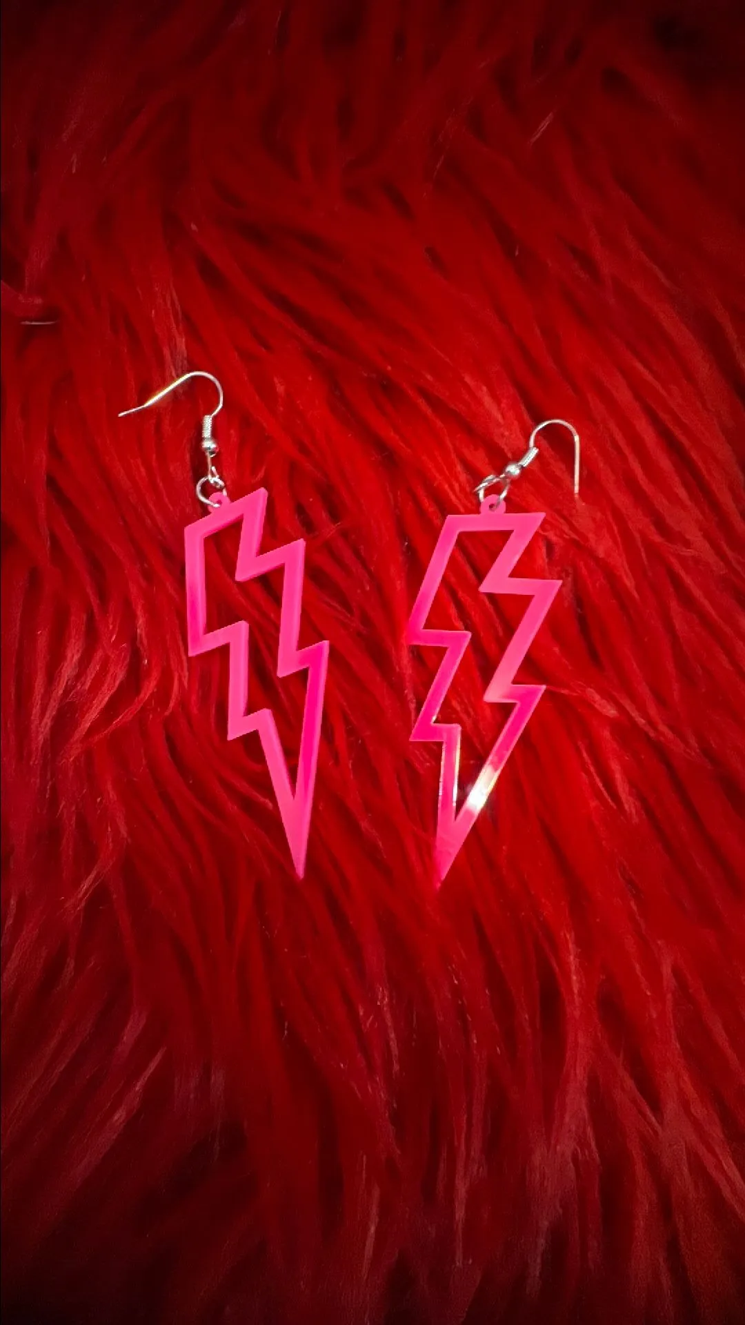 Product image for Pink neon lightning bolt earrings