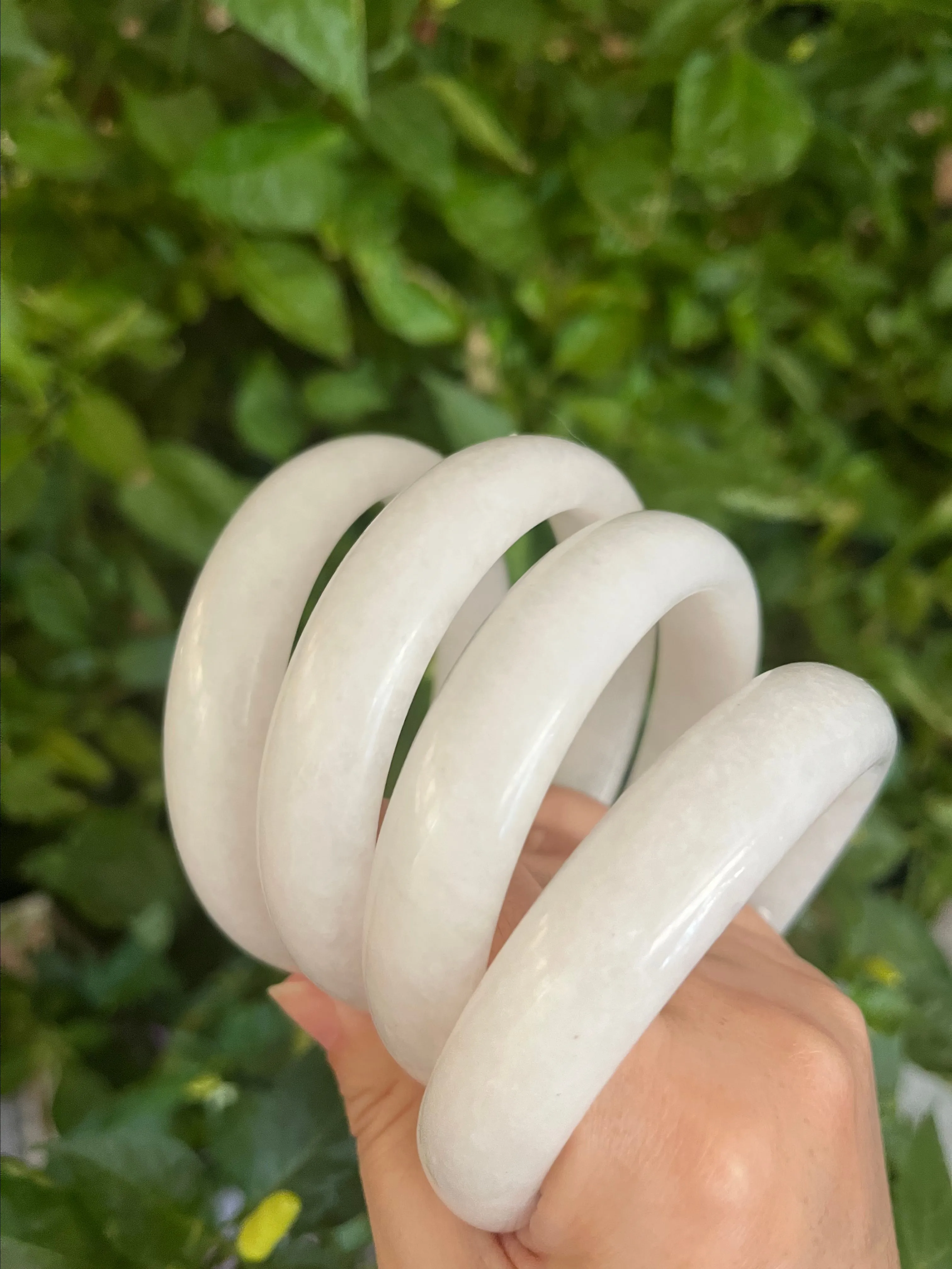 Product image for Natural HAN white jade bangle