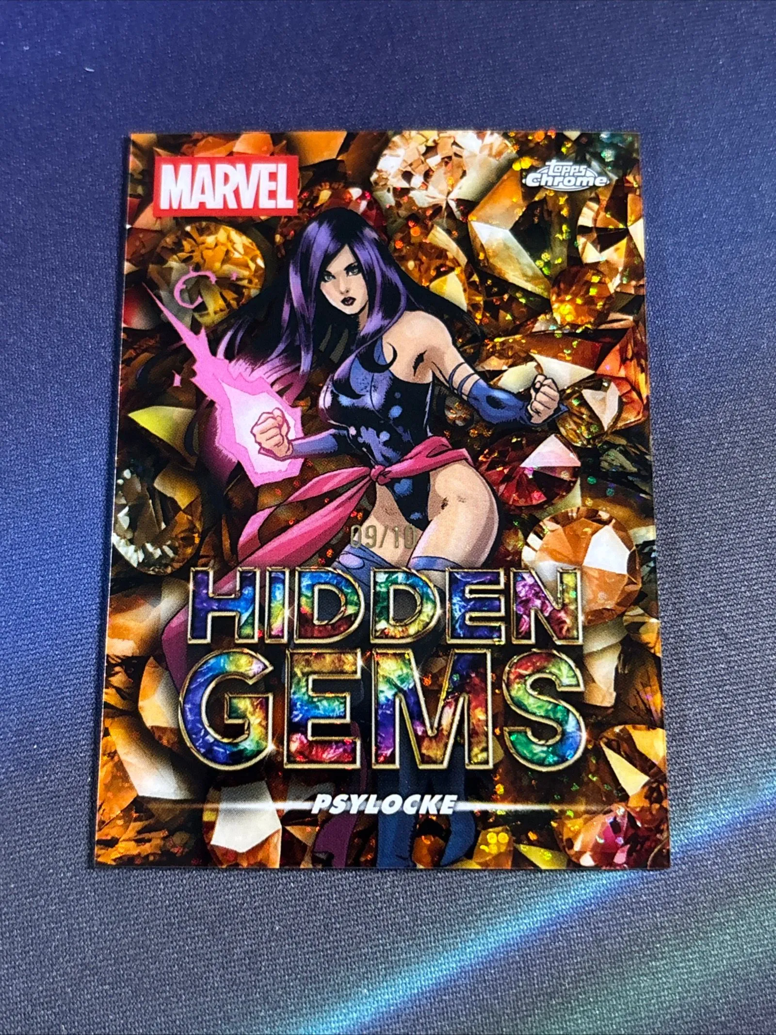 Product image for 2025 Topps Chrome Marvel Psylocke Hidden Gems 9/10 SSSSSSP