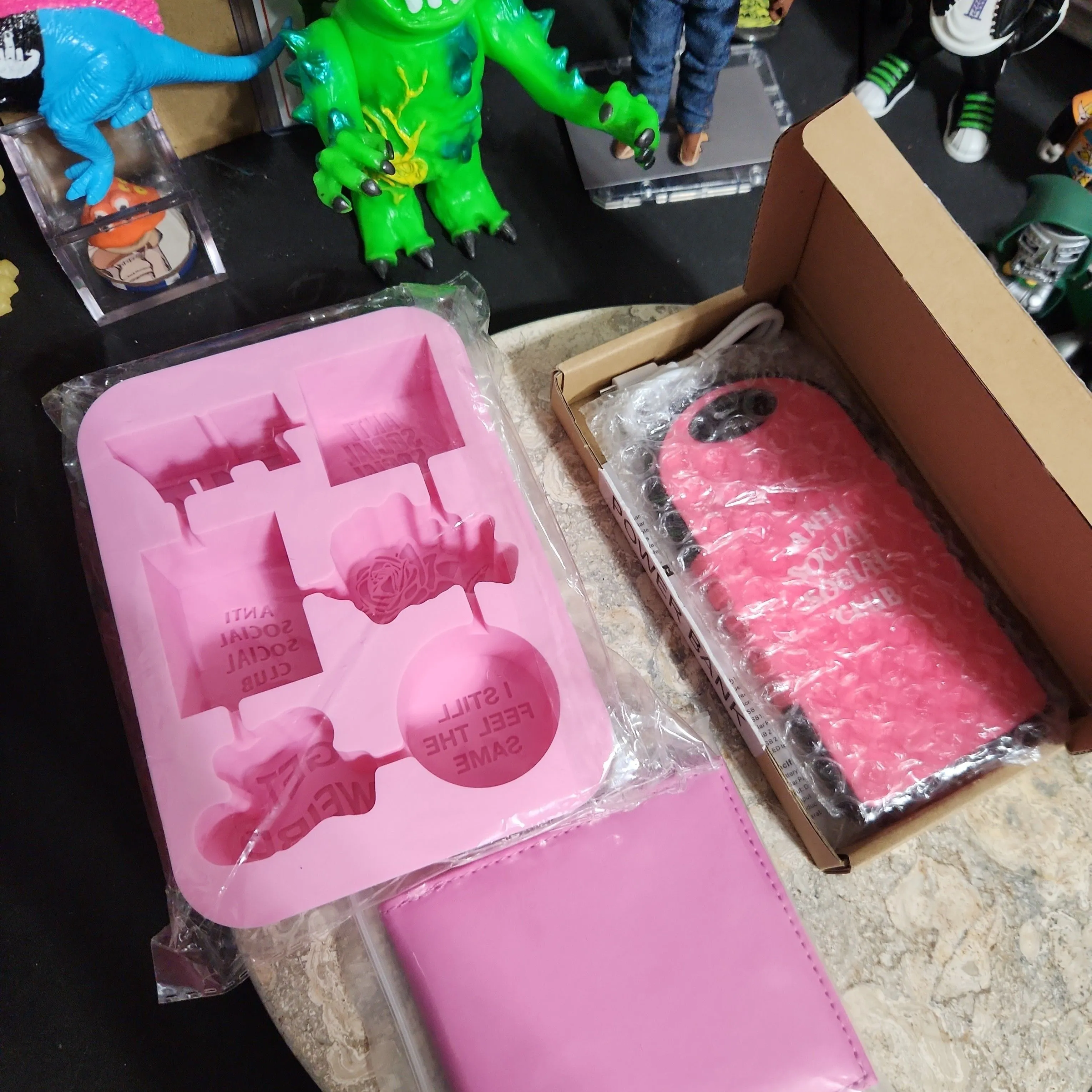 Product image for Anti Social Social Club Bundle - Pink Wallet, Solar Power Bank,  Ice Cube Tray