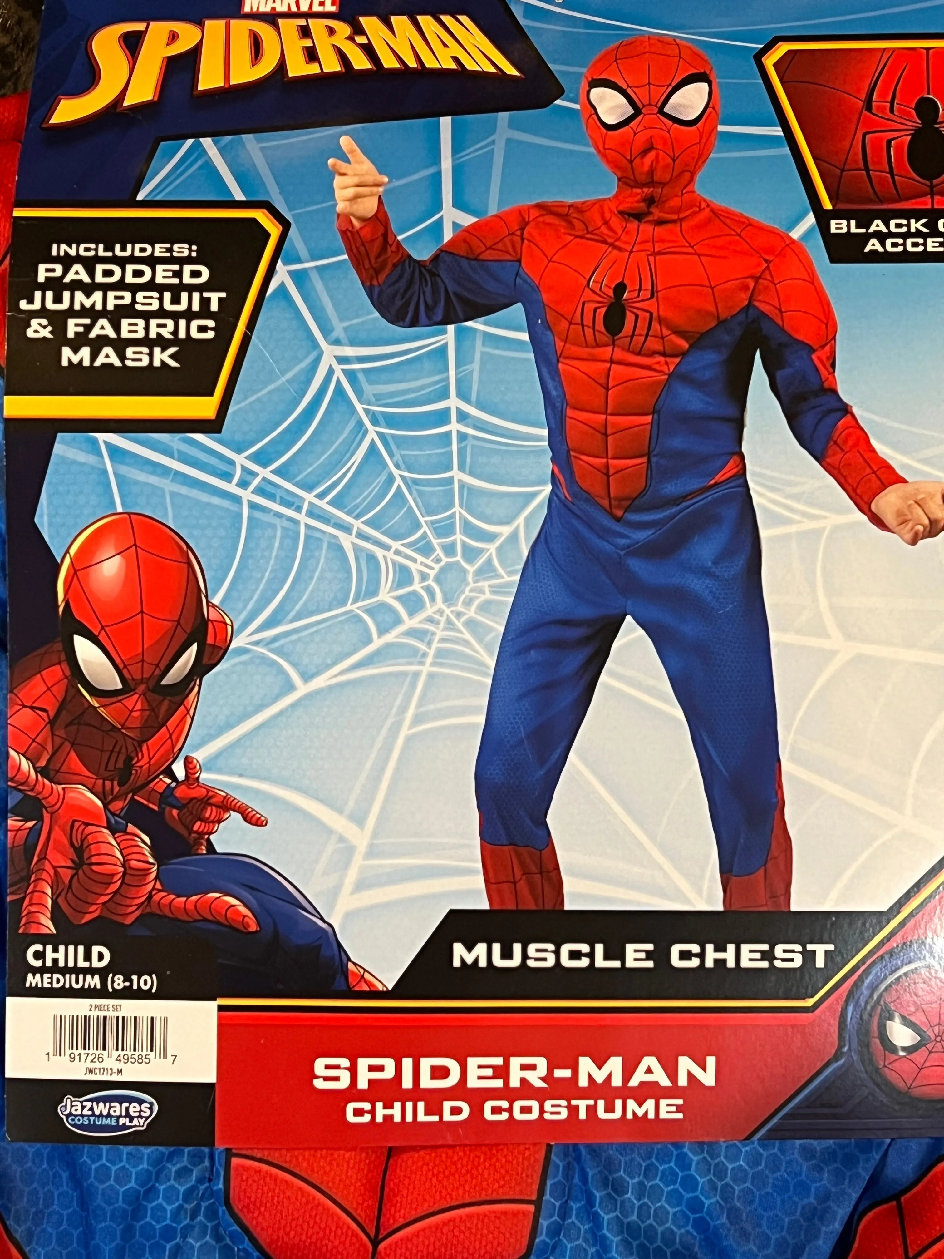 Product image for New Marvel Muscle Spiderman Youth Costume Sz Med 8-10