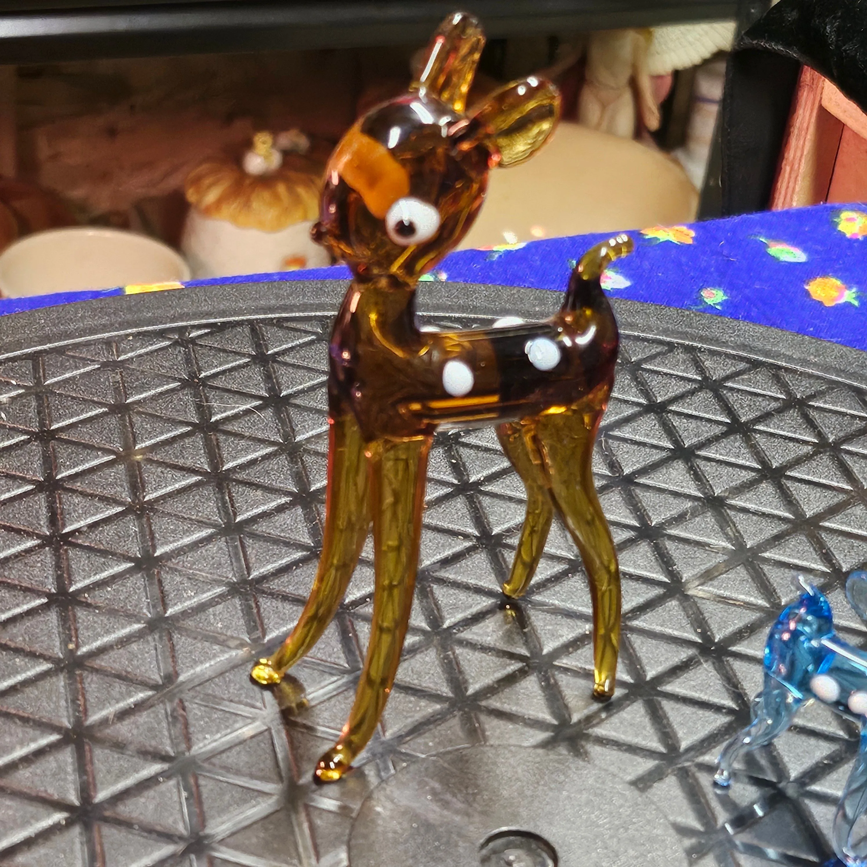 Product image for Vintage Blown Glass Art Glass Murano Italy Venetian Brown/Amber Deer Doe w/white Spots Larger size