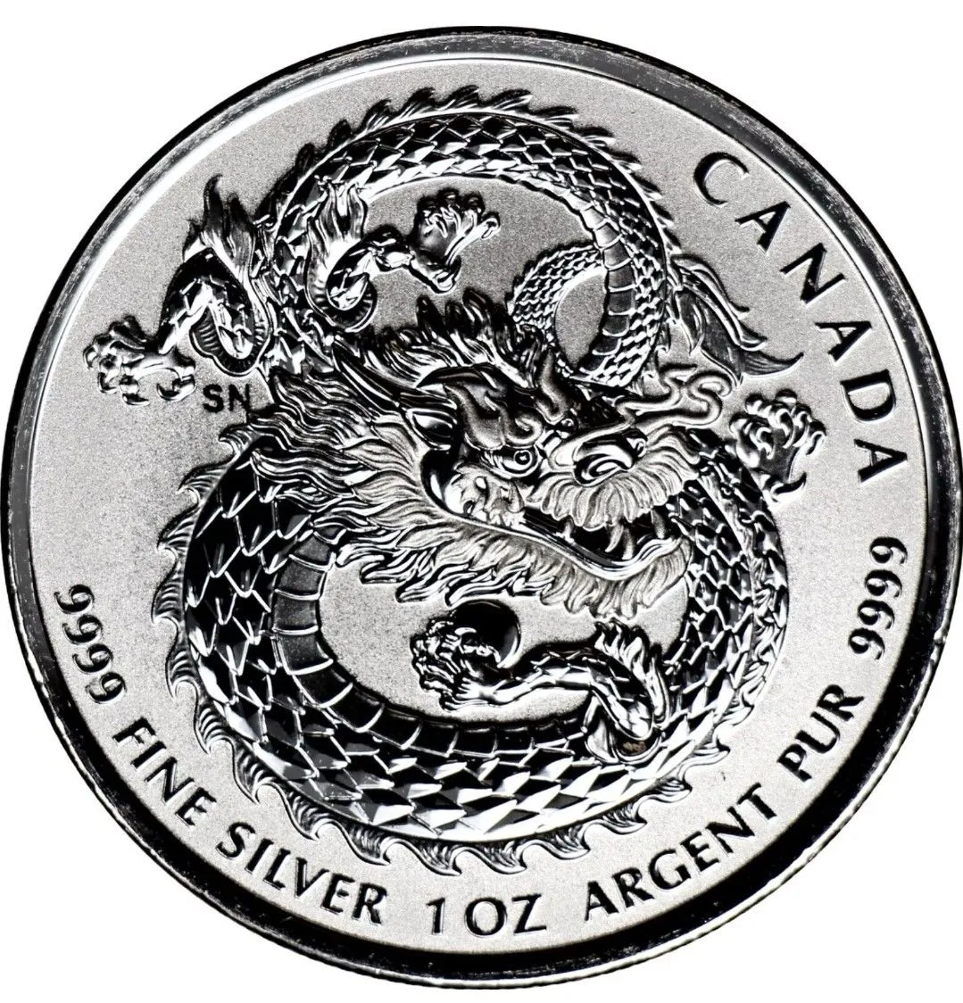 Product image for 2019 $5 Canada 1oz Fine Silver Lucky Dragon High Relief Coin BU