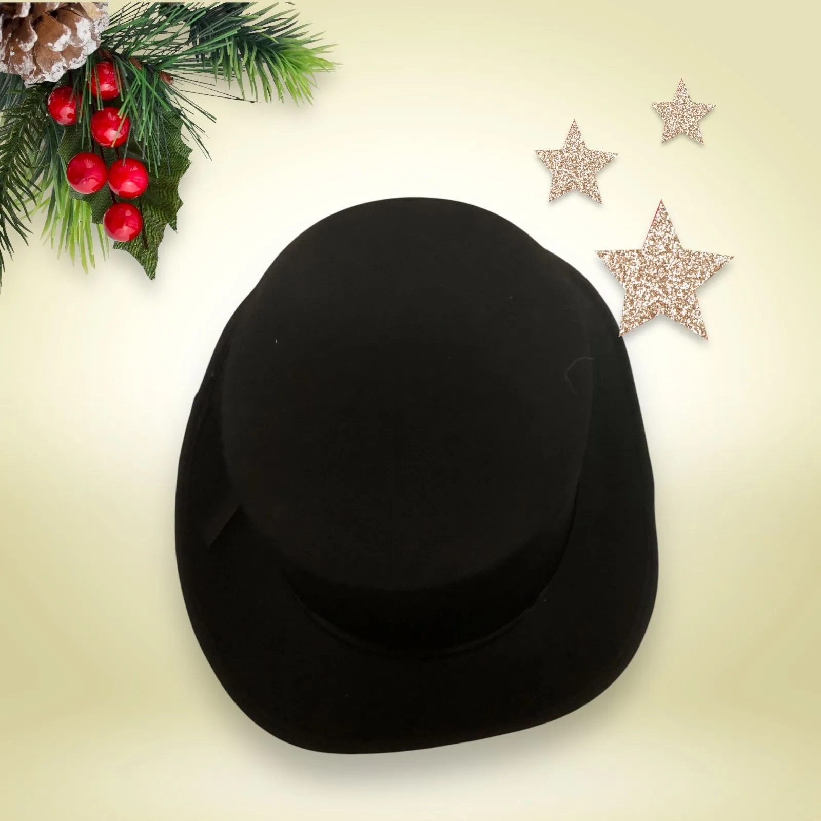 Product image for Wool tall top hat satin lined party hat black Christmas costume