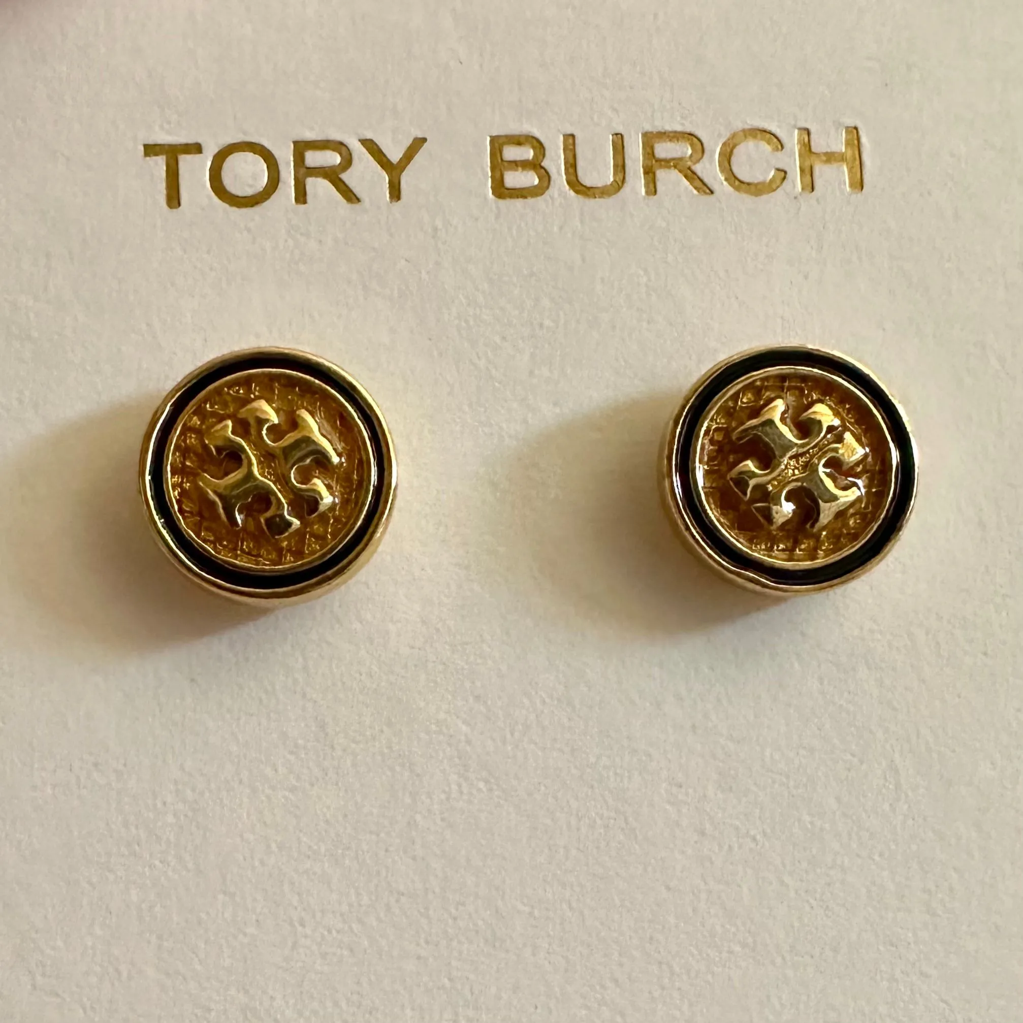Product image for New Tory Burch Auth. KIRA GUILLOCHÉ CIRCLE-STUD EARRING Retail $98