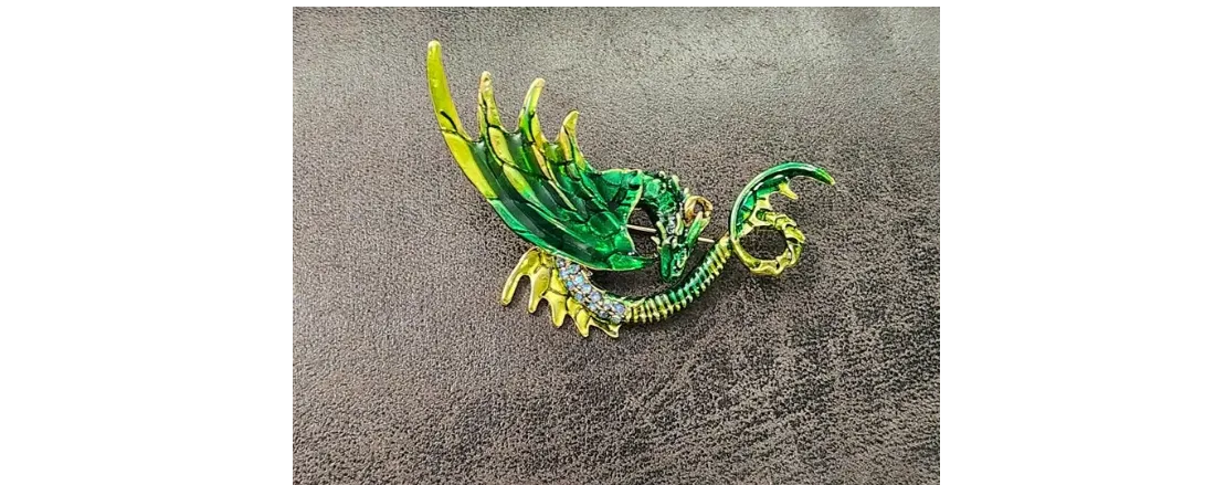 Product image for Two Toned Green Dragon Brooch
