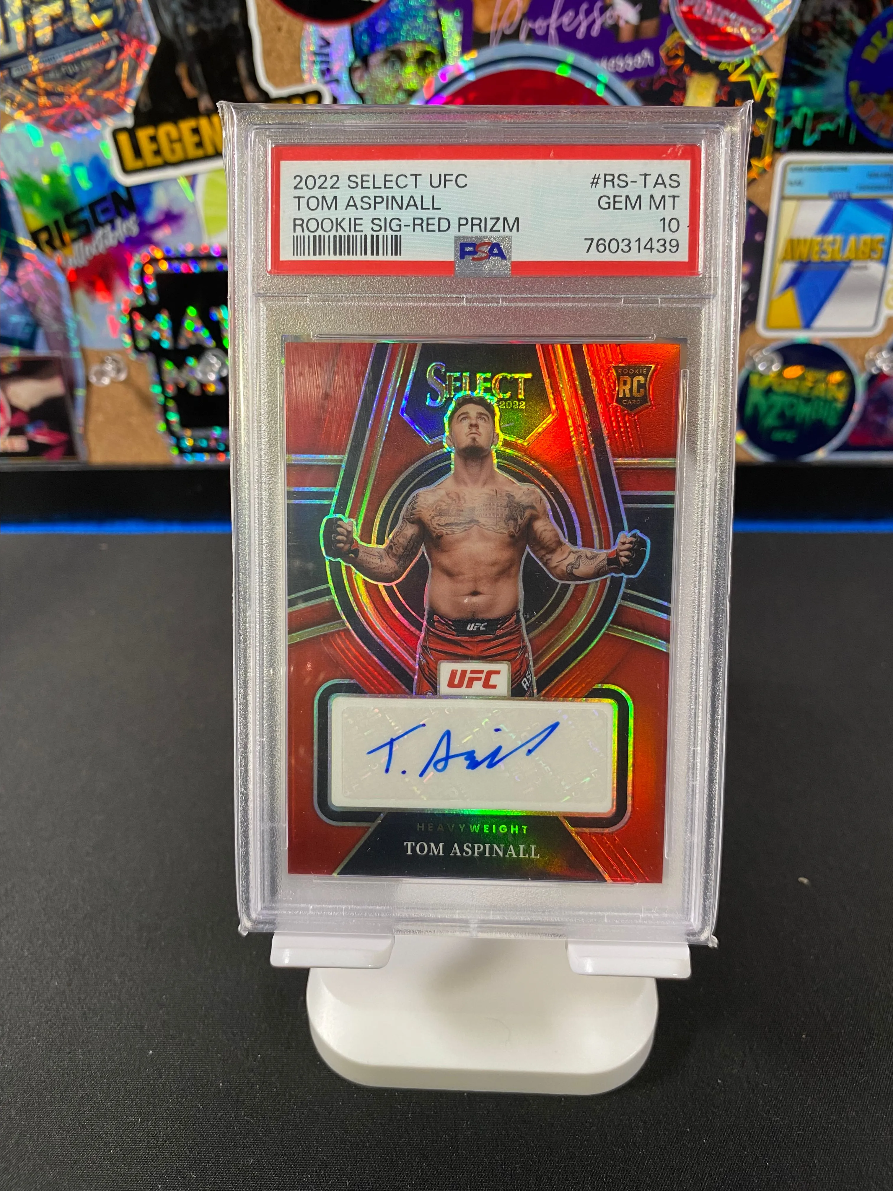 Product image for 2022 Panini Select Ufc Rookie Signatures Tom Aspinall Red /99 Prizm PSA GEM MT 10