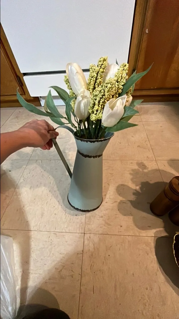 Product image for Cute metal pitcher with flowers