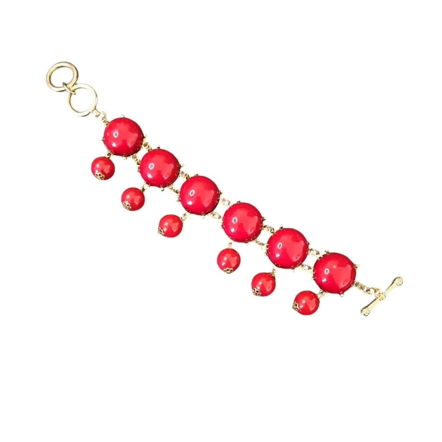 Product image for Red Bead Dangle Bracelet Toggle Clasp
