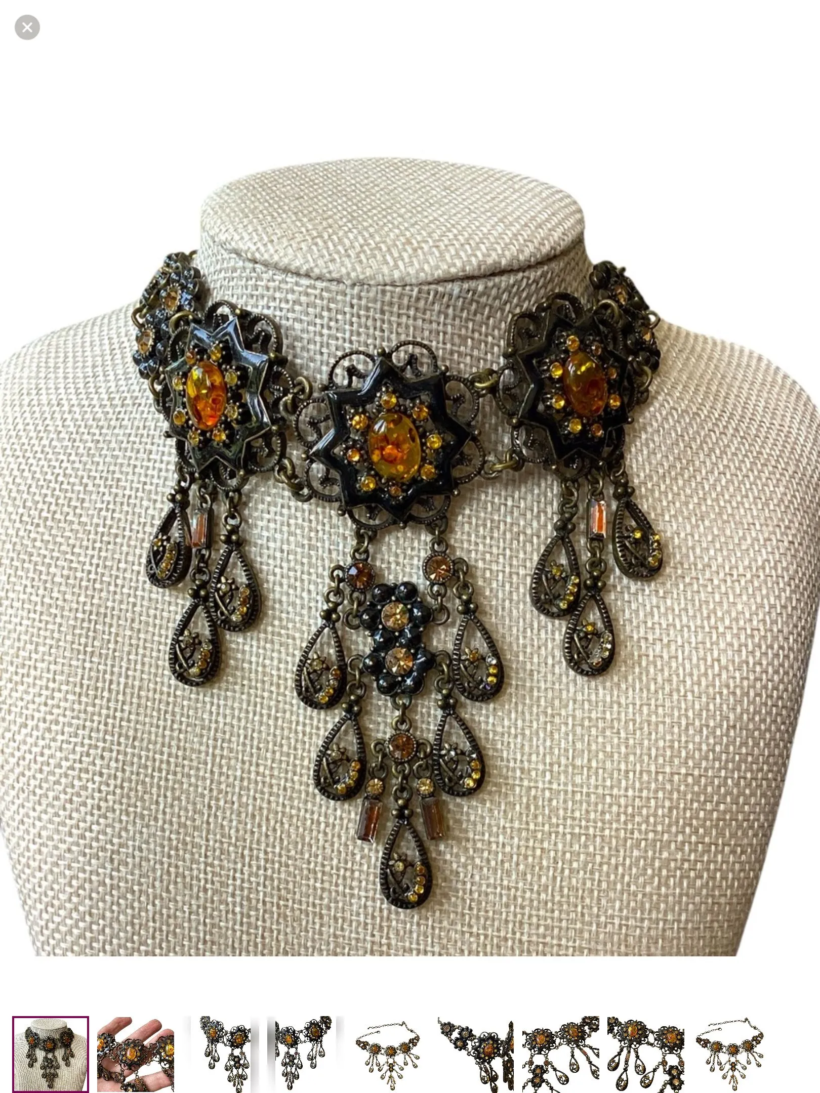 Product image for Vintage Victorian Style Amber Choker Necklace