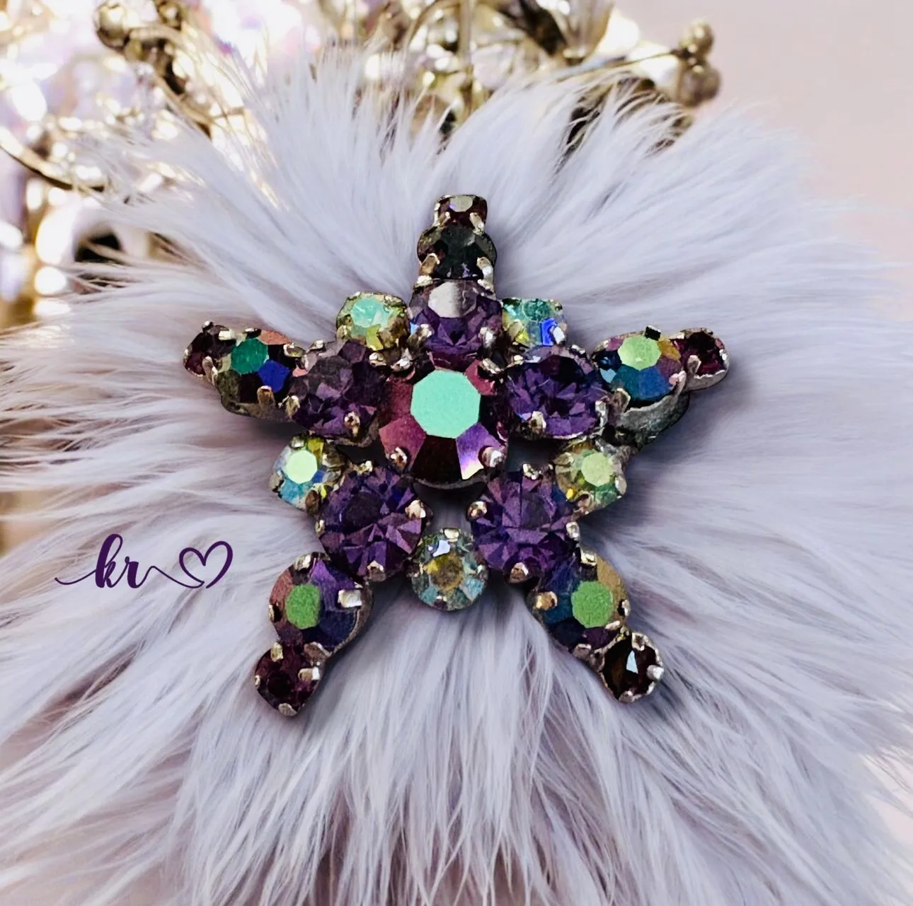 Product image for Vintage Sputnik-Inspired Aurora Borealis Prong Set Rhinestone Star 1 ¾” Brooch