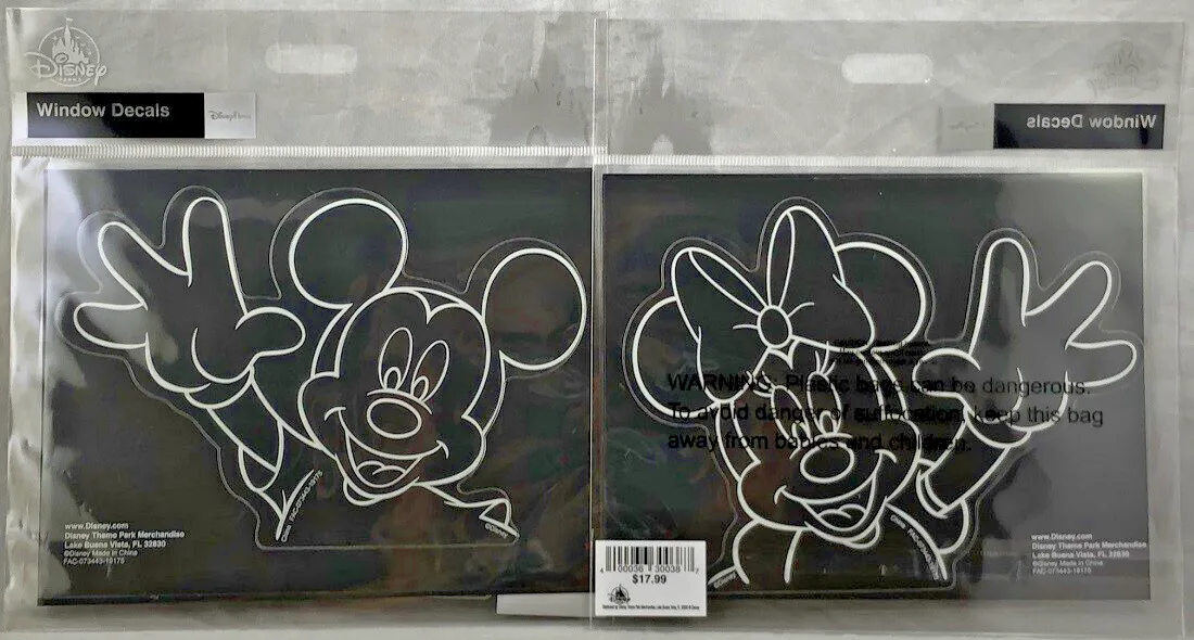 Product image for Disney Parks Mickey Mouse + Minnie Window Decal Set of 2 for car - NEW