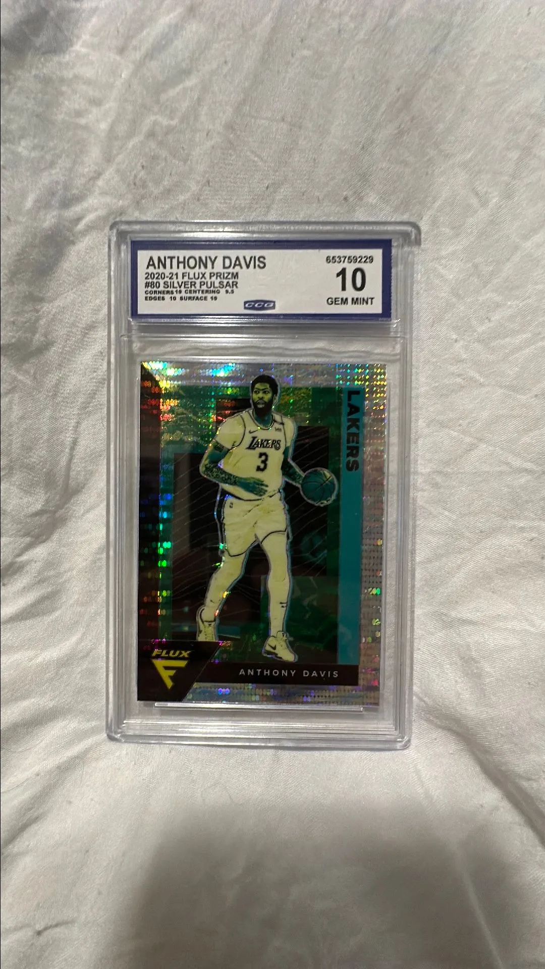 Product image for 20-21 Flux Prizm Anthony Davis Silver Pulsar Gem Mint 10