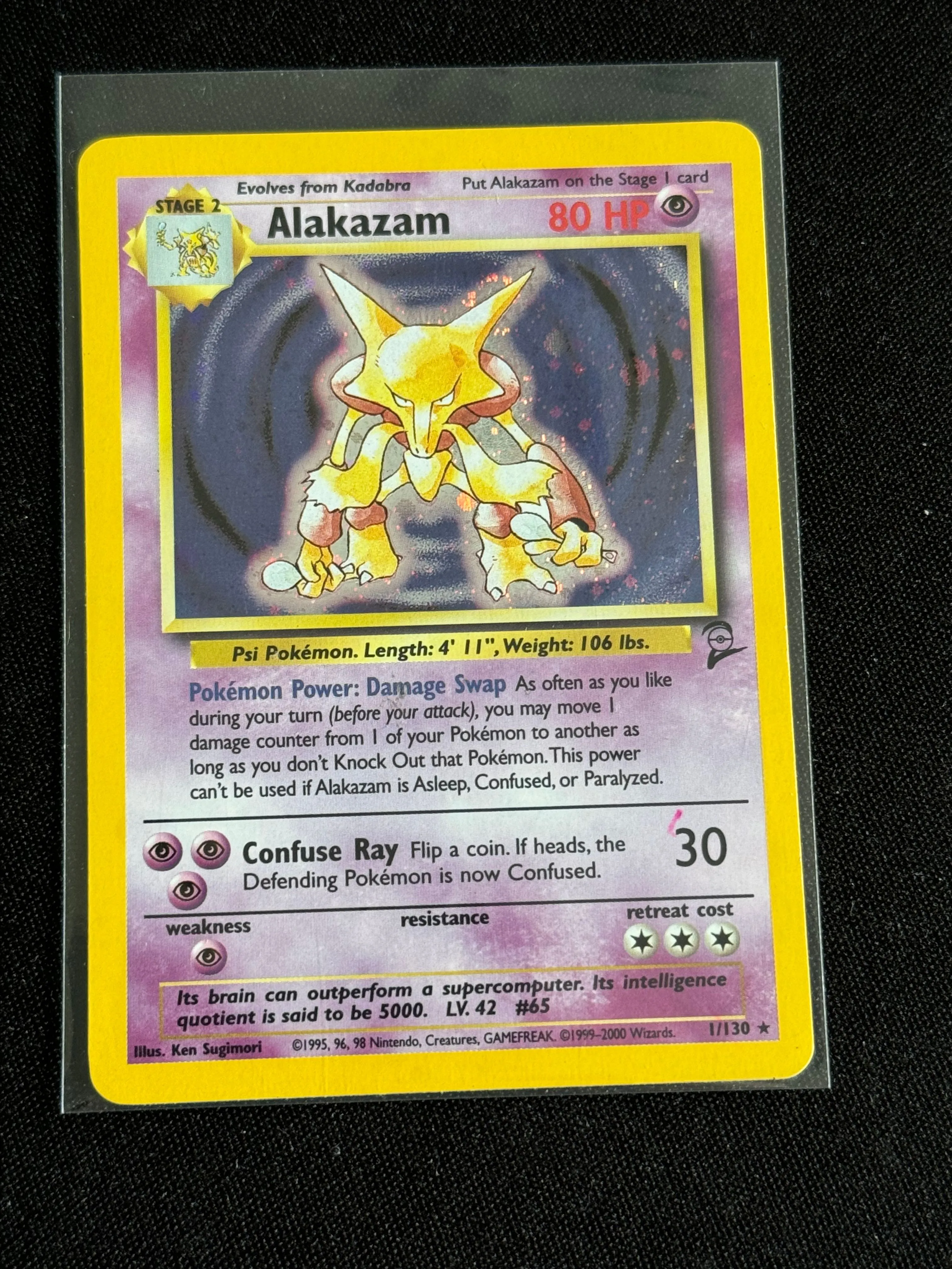 Product image for INK ERROR with SWIRL!! BASE 2 ALAKAZAM HOLO!