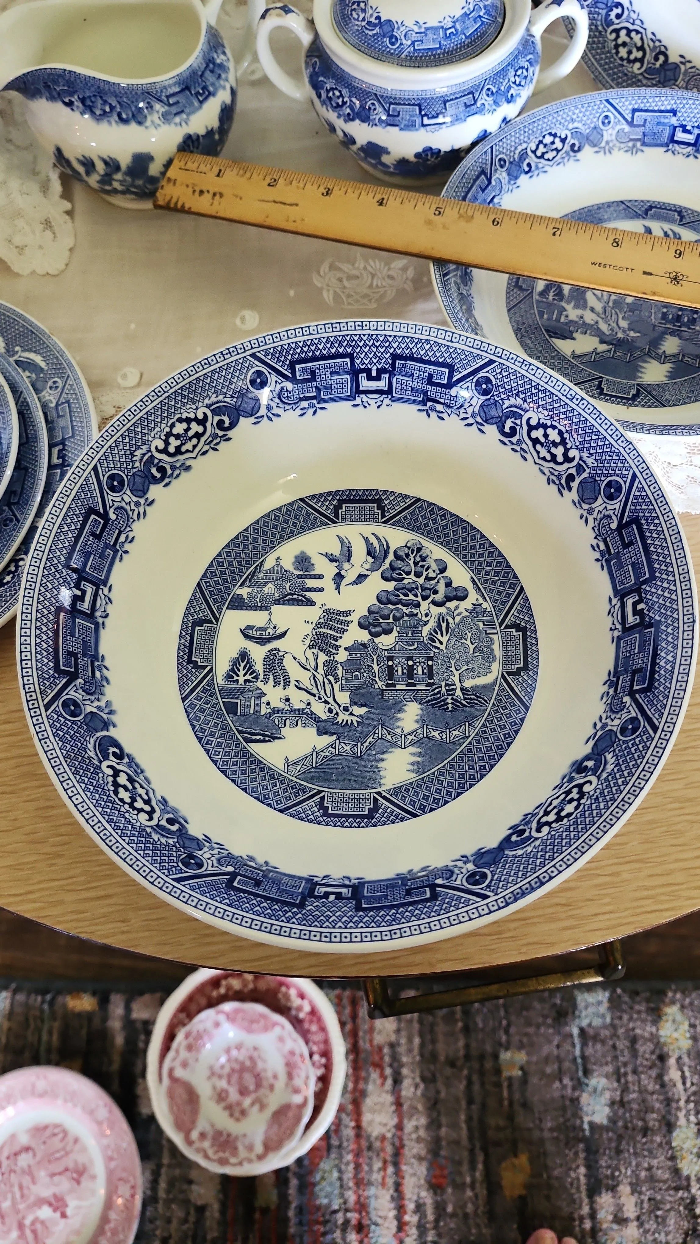 Product image for willow by north staffordshire pottery England pagota blue vegetable bowl