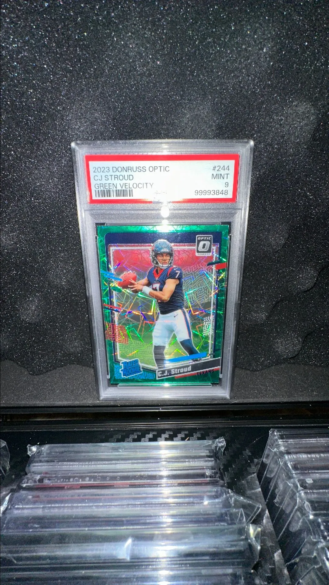 Product image for 2023 Panini Donruss Optic Cj Stroud 244 Green Velocity PSA MINT 9
