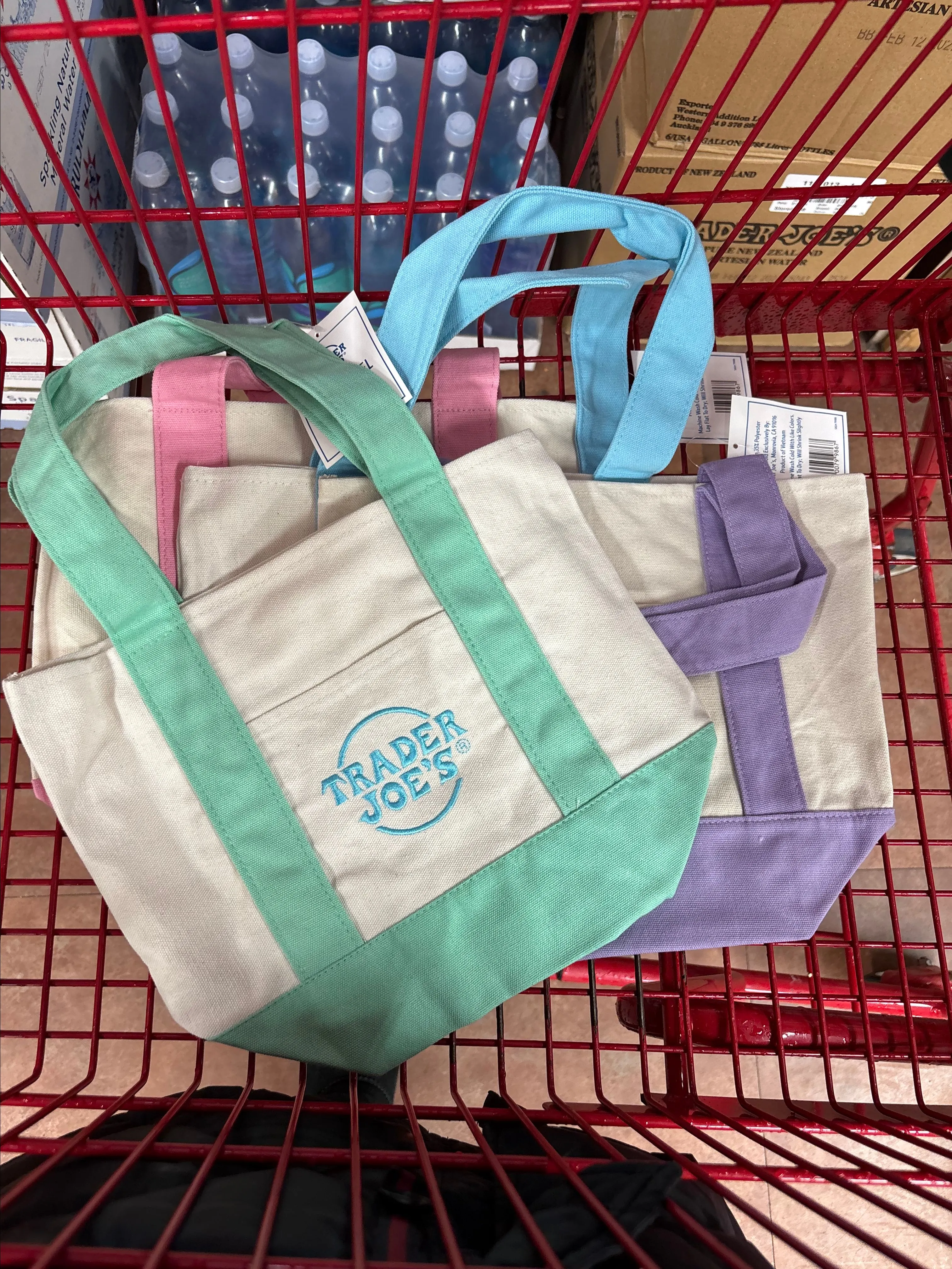 Product image for Trader Joe's Limited edition Pastel mini tote bag 1 blue left! NWT